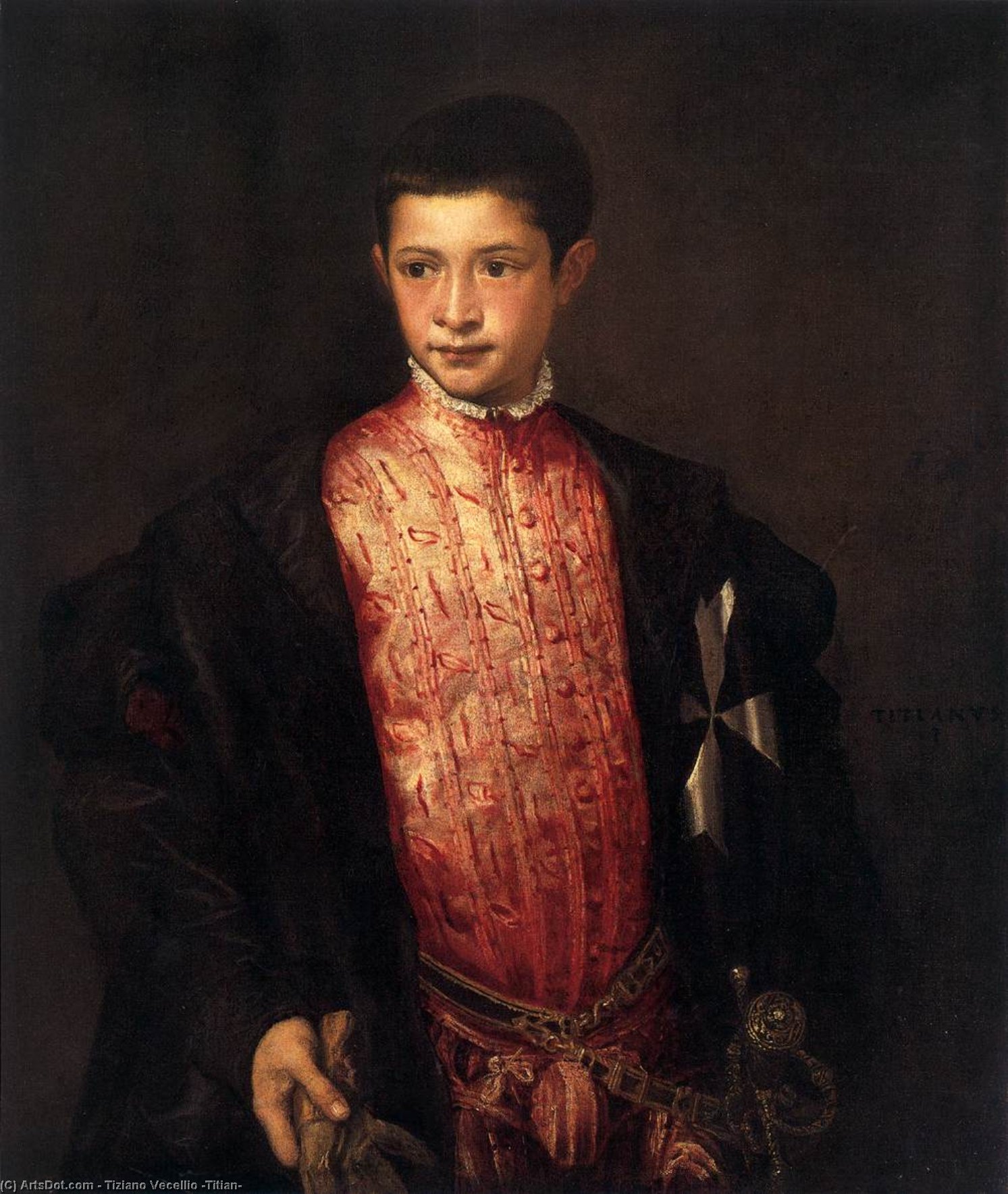 WikiOO.org – 美術百科全書 - 繪畫，作品 Tiziano Vecellio (Titian) - ranuccio farnese的肖像
