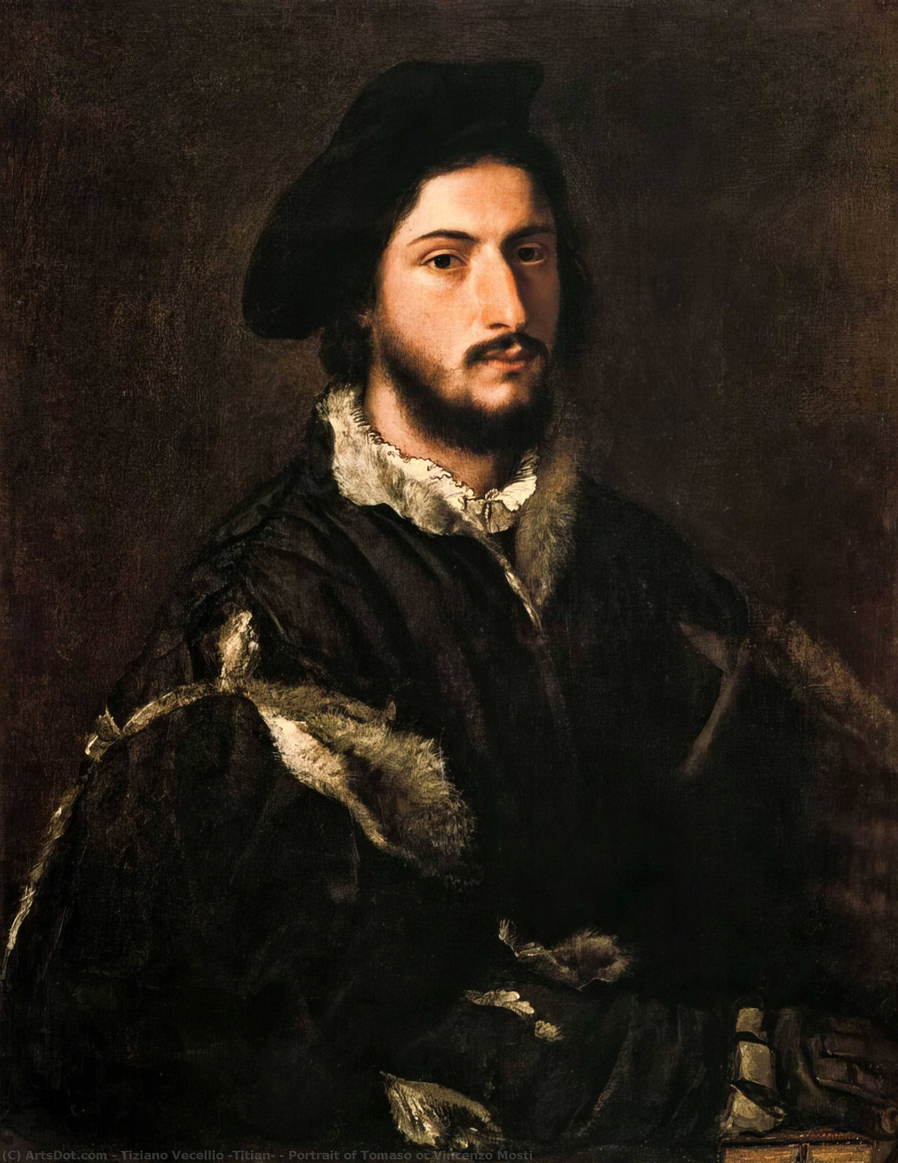 Wikioo.org - Bách khoa toàn thư về mỹ thuật - Vẽ tranh, Tác phẩm nghệ thuật Tiziano Vecellio (Titian) - Portrait of Tomaso or Vincenzo Mosti