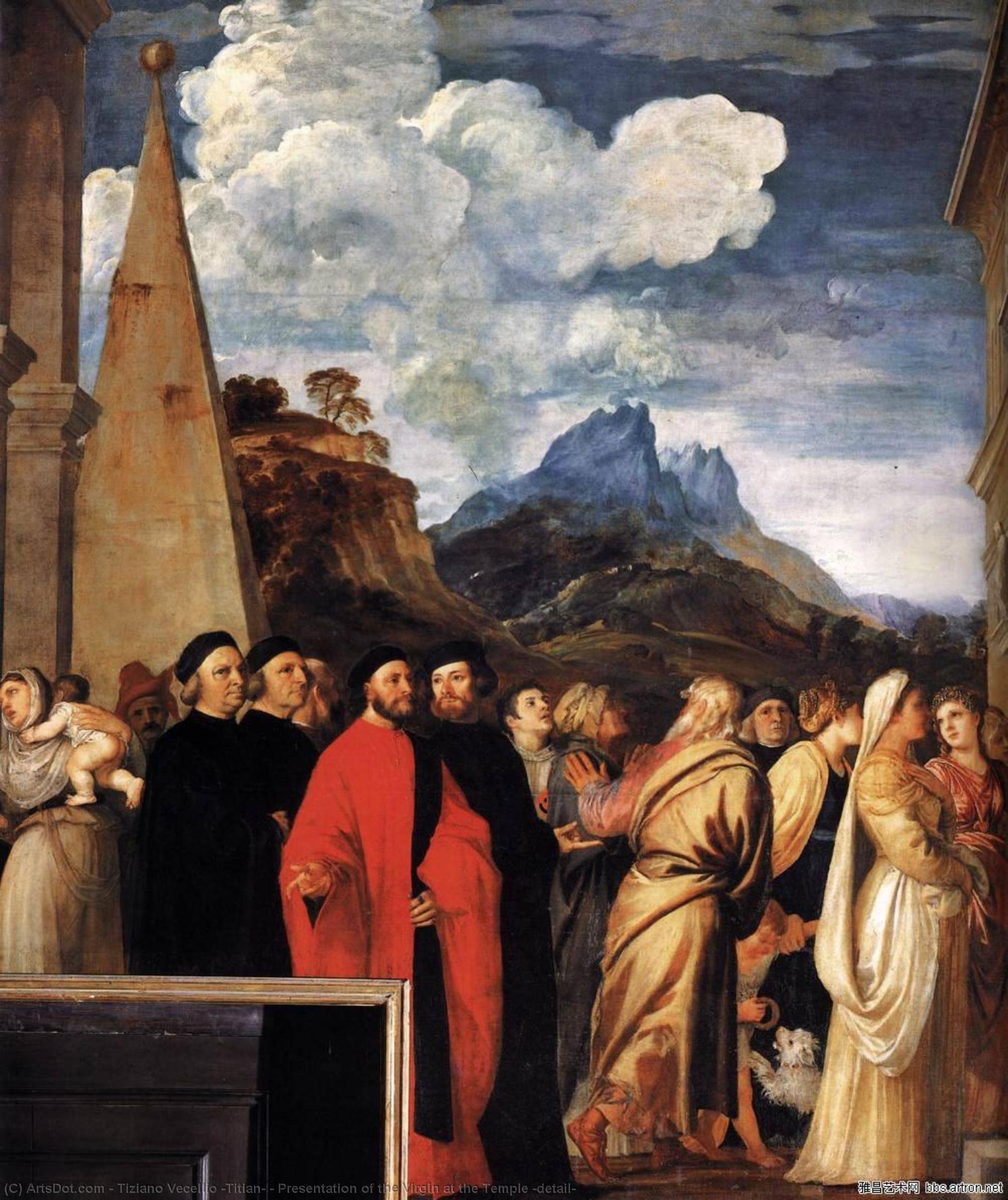 Wikioo.org - Bách khoa toàn thư về mỹ thuật - Vẽ tranh, Tác phẩm nghệ thuật Tiziano Vecellio (Titian) - Presentation of the Virgin at the Temple (detail)