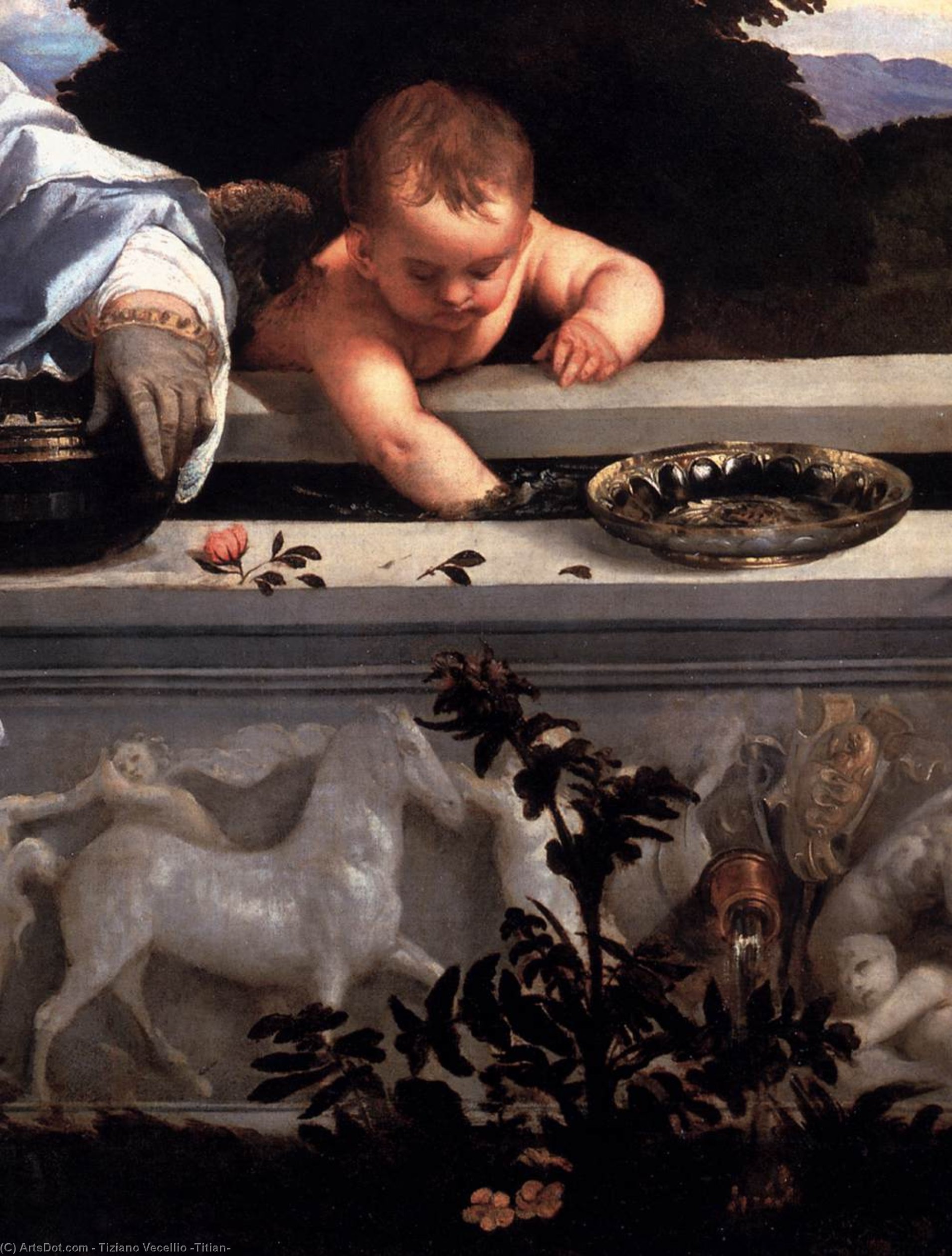 WikiOO.org - Enciclopedia of Fine Arts - Pictura, lucrări de artă Tiziano Vecellio (Titian) - Sacred and Profane Love (detail)