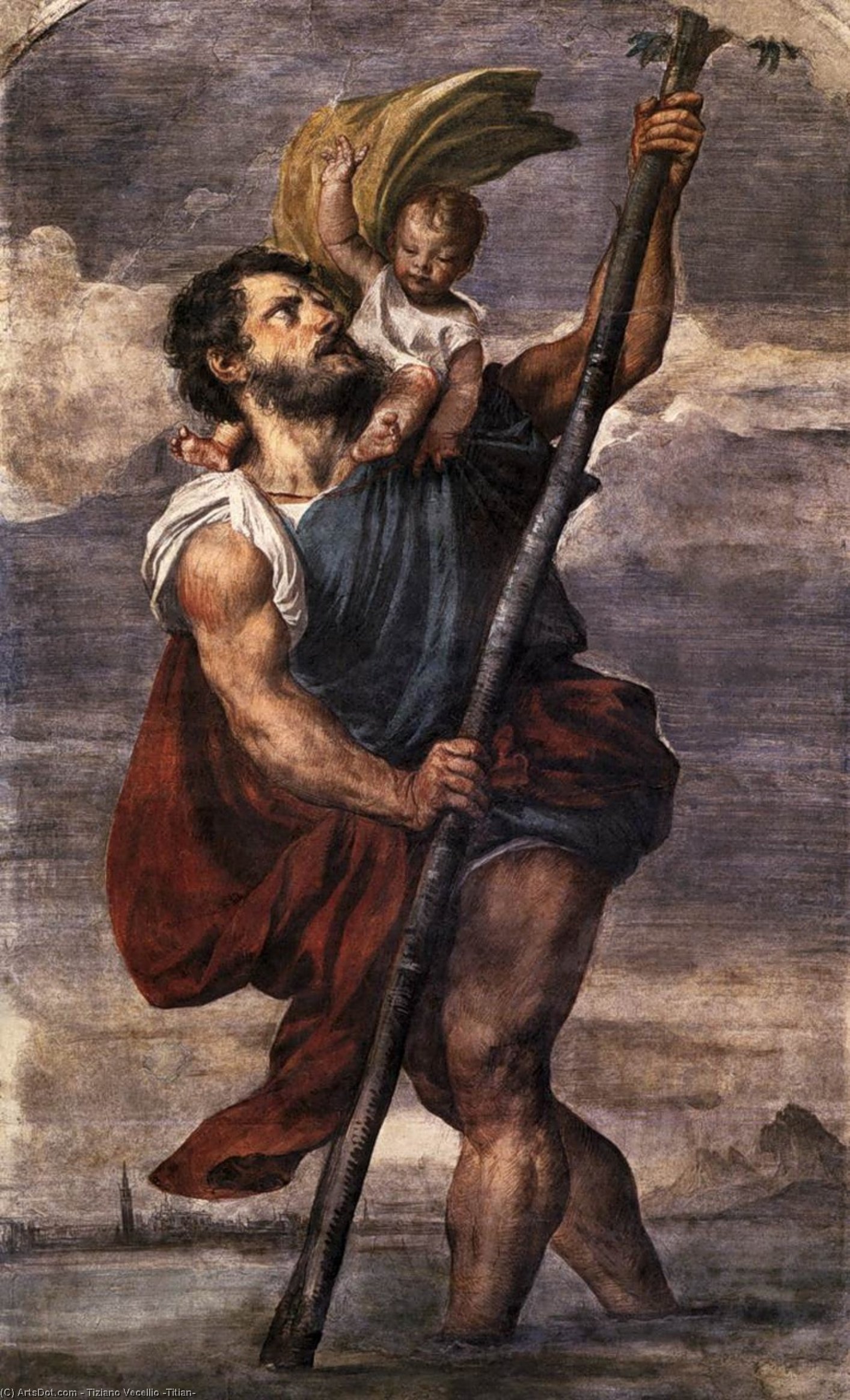 Wikioo.org – La Enciclopedia de las Bellas Artes - Pintura, Obras de arte de Tiziano Vecellio (Titian) - san cristóbal