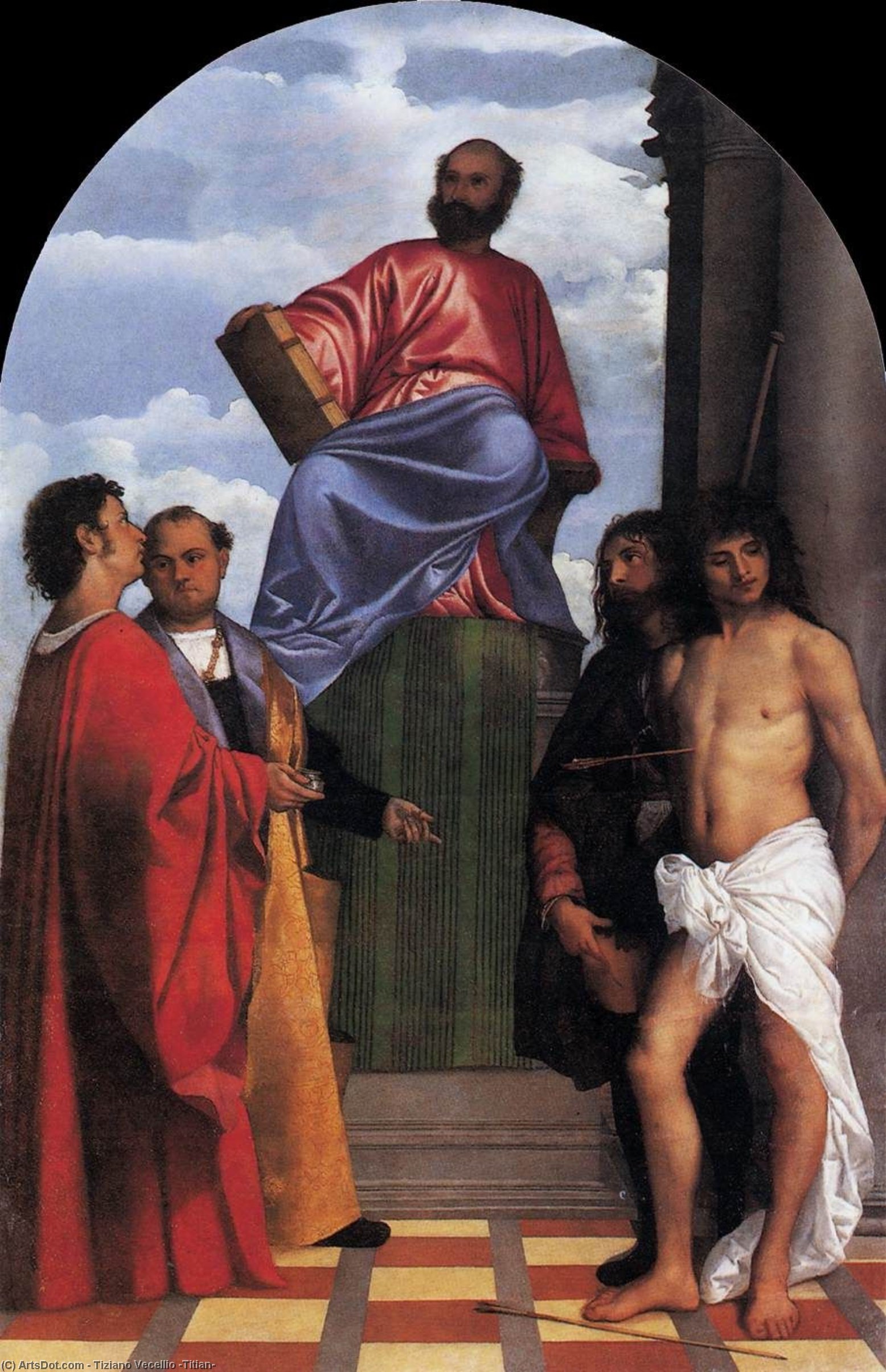 WikiOO.org - Encyclopedia of Fine Arts - Maleri, Artwork Tiziano Vecellio (Titian) - St Mark Enthroned with Saints