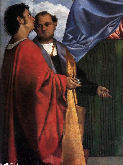 Wikioo.org - Bách khoa toàn thư về mỹ thuật - Vẽ tranh, Tác phẩm nghệ thuật Tiziano Vecellio (Titian) - St Mark Enthroned with Saints (detail)