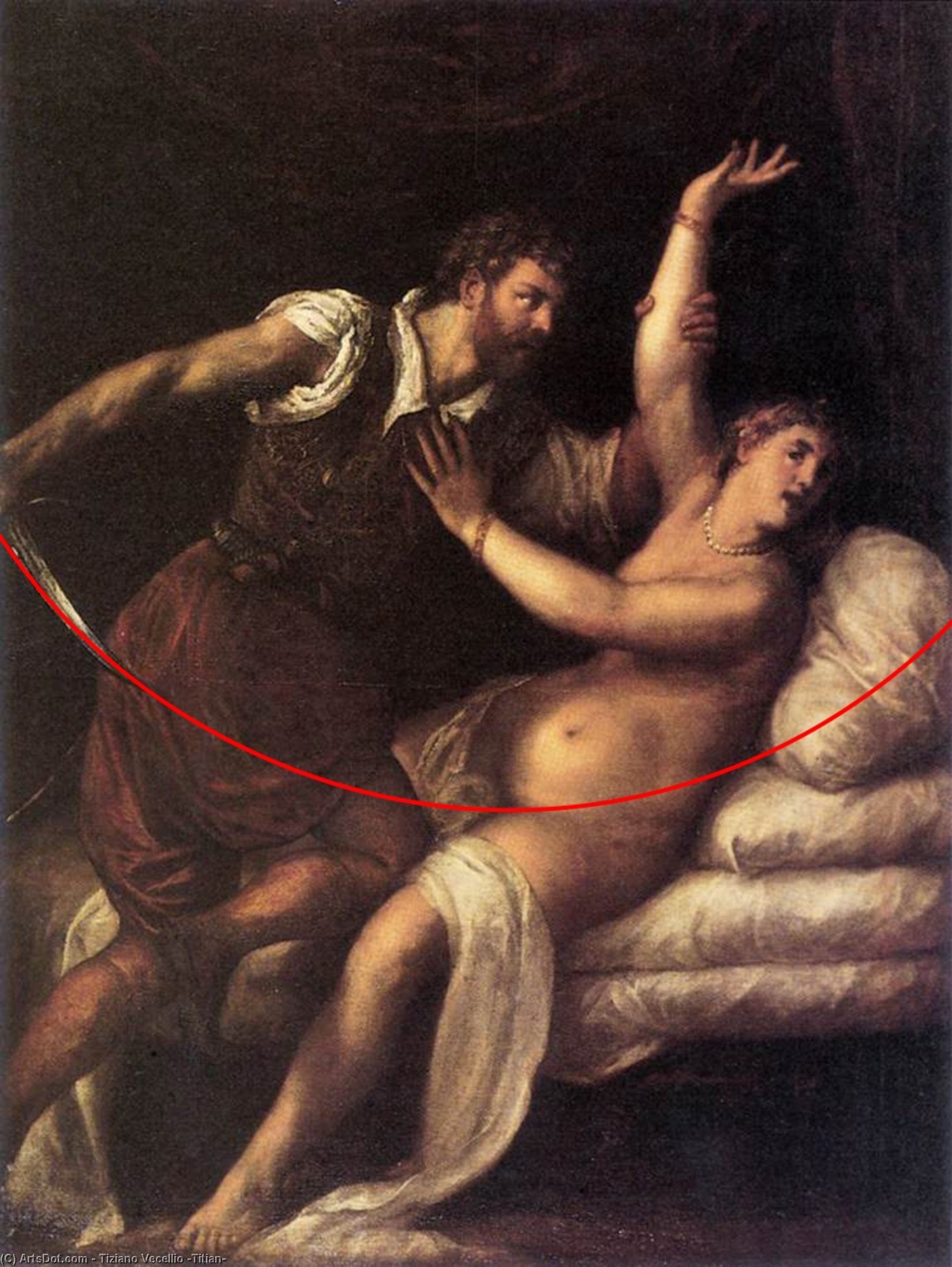 WikiOO.org - Encyclopedia of Fine Arts - Maľba, Artwork Tiziano Vecellio (Titian) - Tarquin and Lucretia