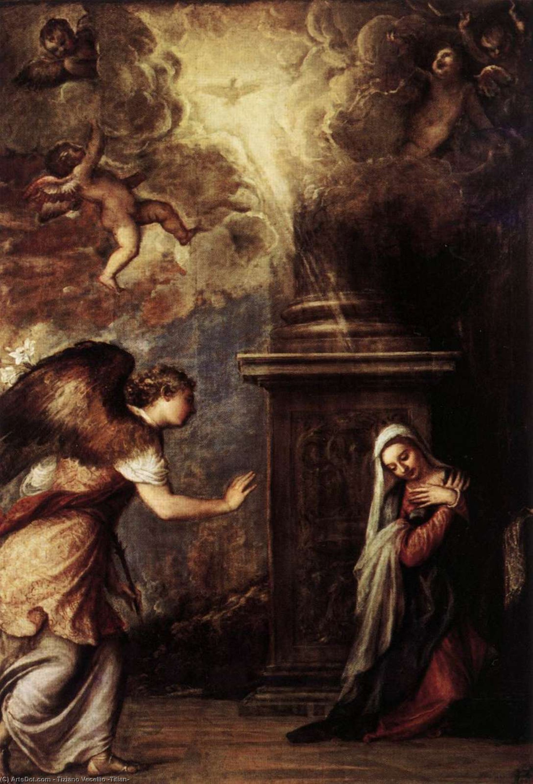 WikiOO.org - Encyclopedia of Fine Arts - Schilderen, Artwork Tiziano Vecellio (Titian) - The Annunciation