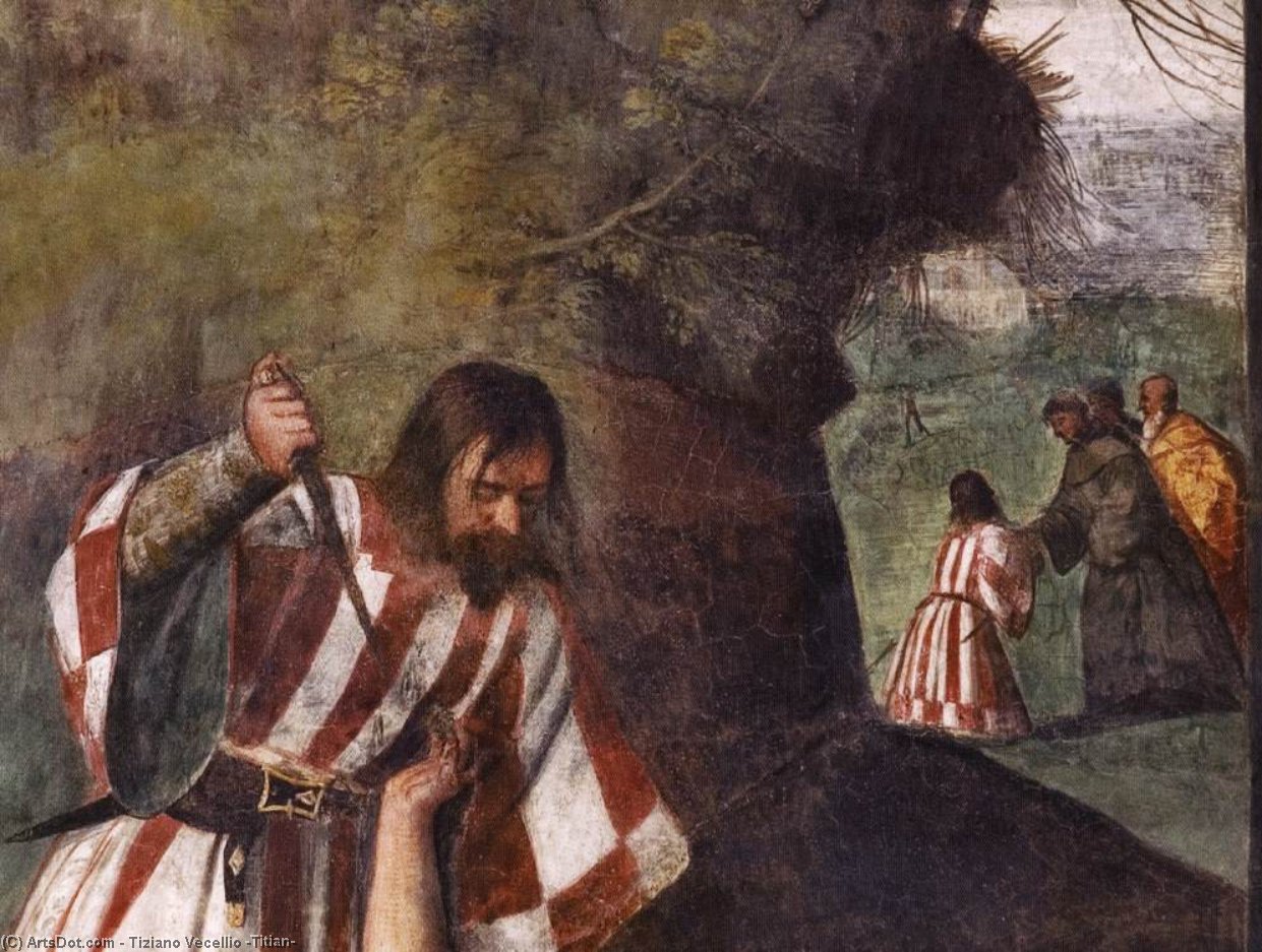Wikioo.org - สารานุกรมวิจิตรศิลป์ - จิตรกรรม Tiziano Vecellio (Titian) - The Miracle of the Jealous Husband (detail)
