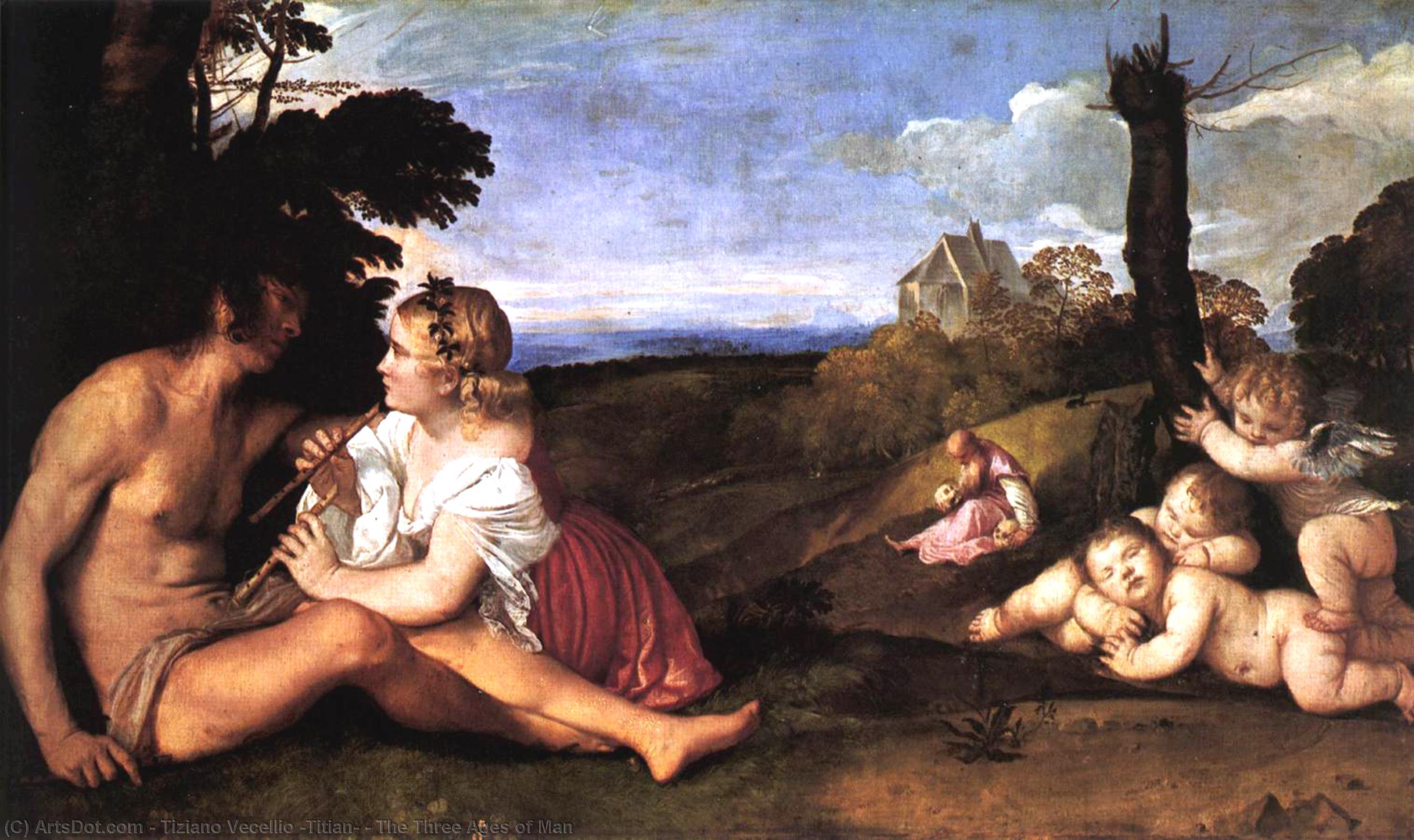 Wikioo.org – La Enciclopedia de las Bellas Artes - Pintura, Obras de arte de Tiziano Vecellio (Titian) - las tres edades del hombre