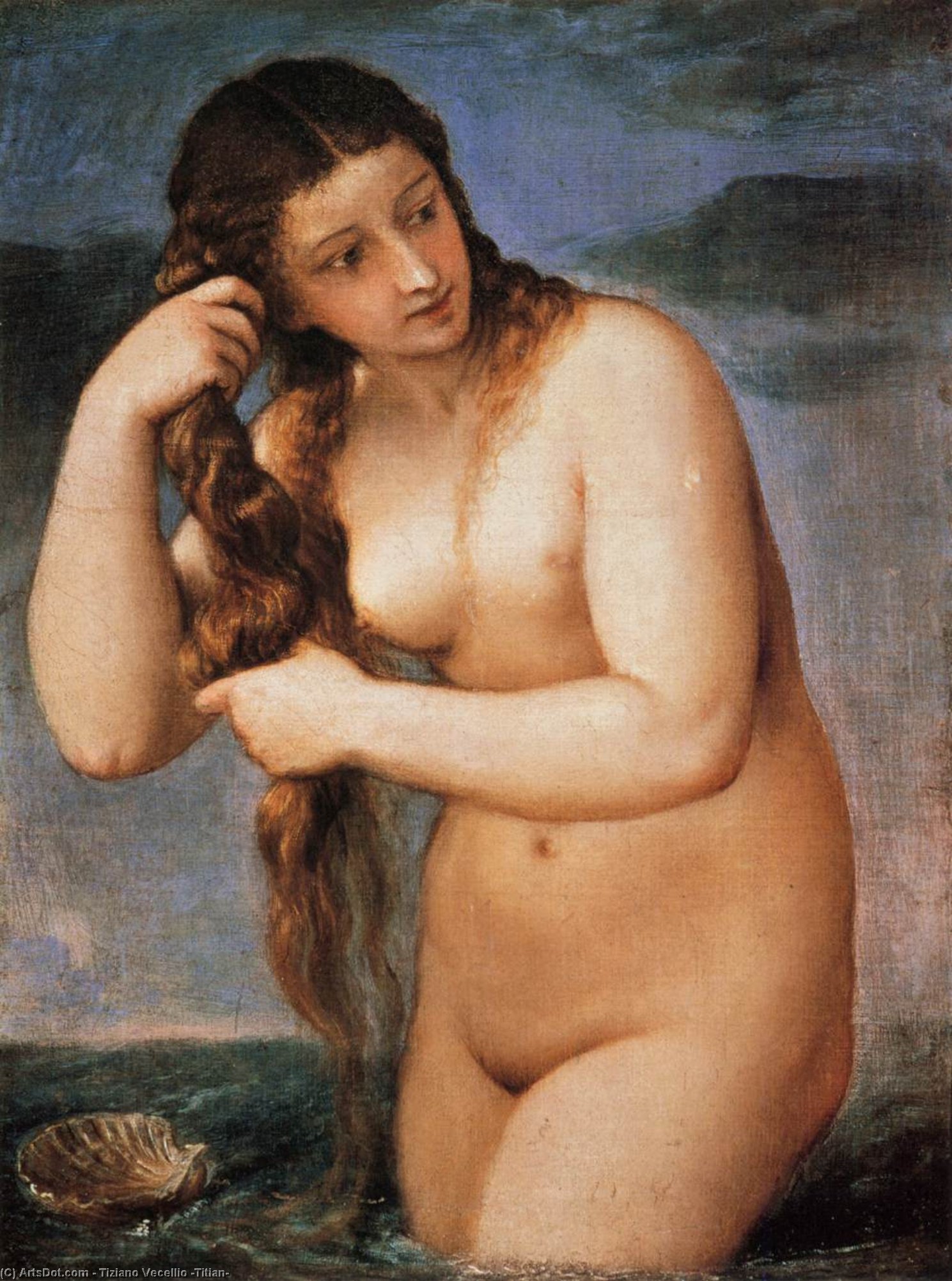 WikiOO.org - Encyclopedia of Fine Arts - Maleri, Artwork Tiziano Vecellio (Titian) - Venus Anadyomene