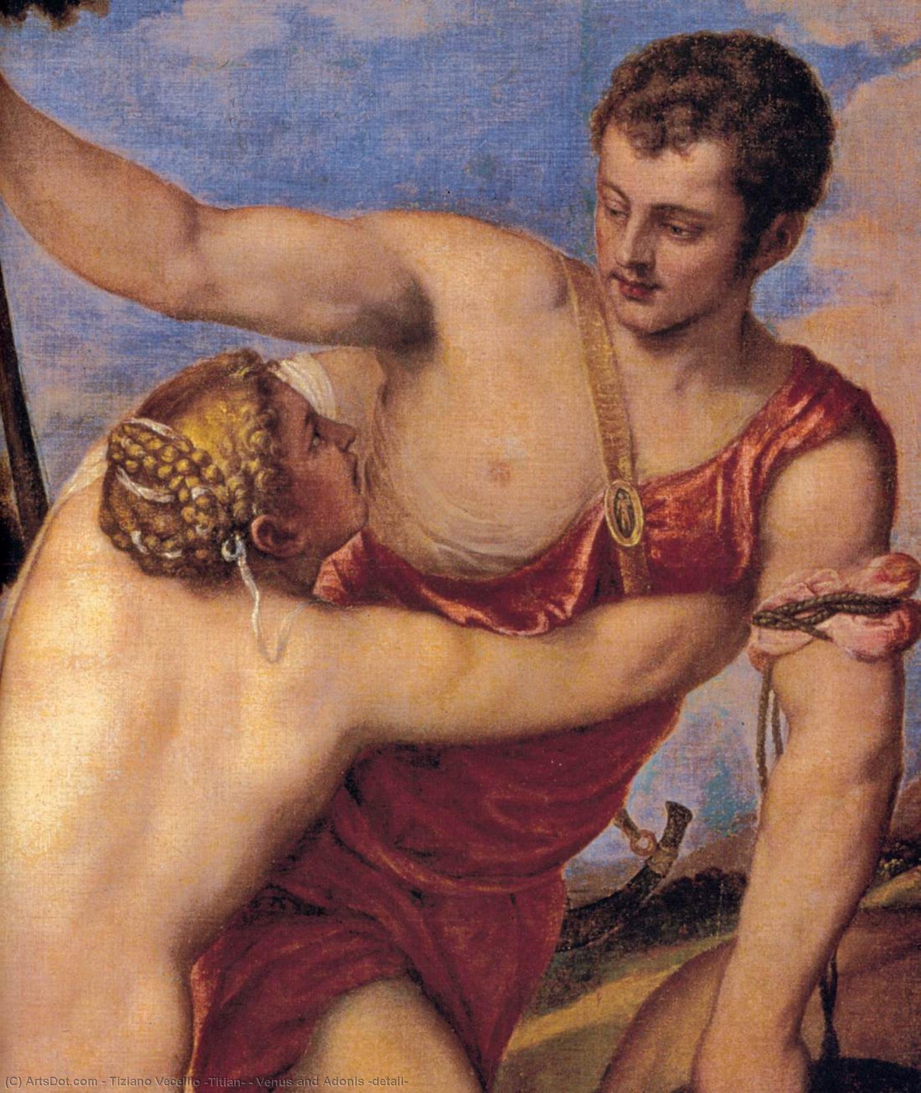 Wikioo.org – La Enciclopedia de las Bellas Artes - Pintura, Obras de arte de Tiziano Vecellio (Titian) - venus y adonis ( detalle )