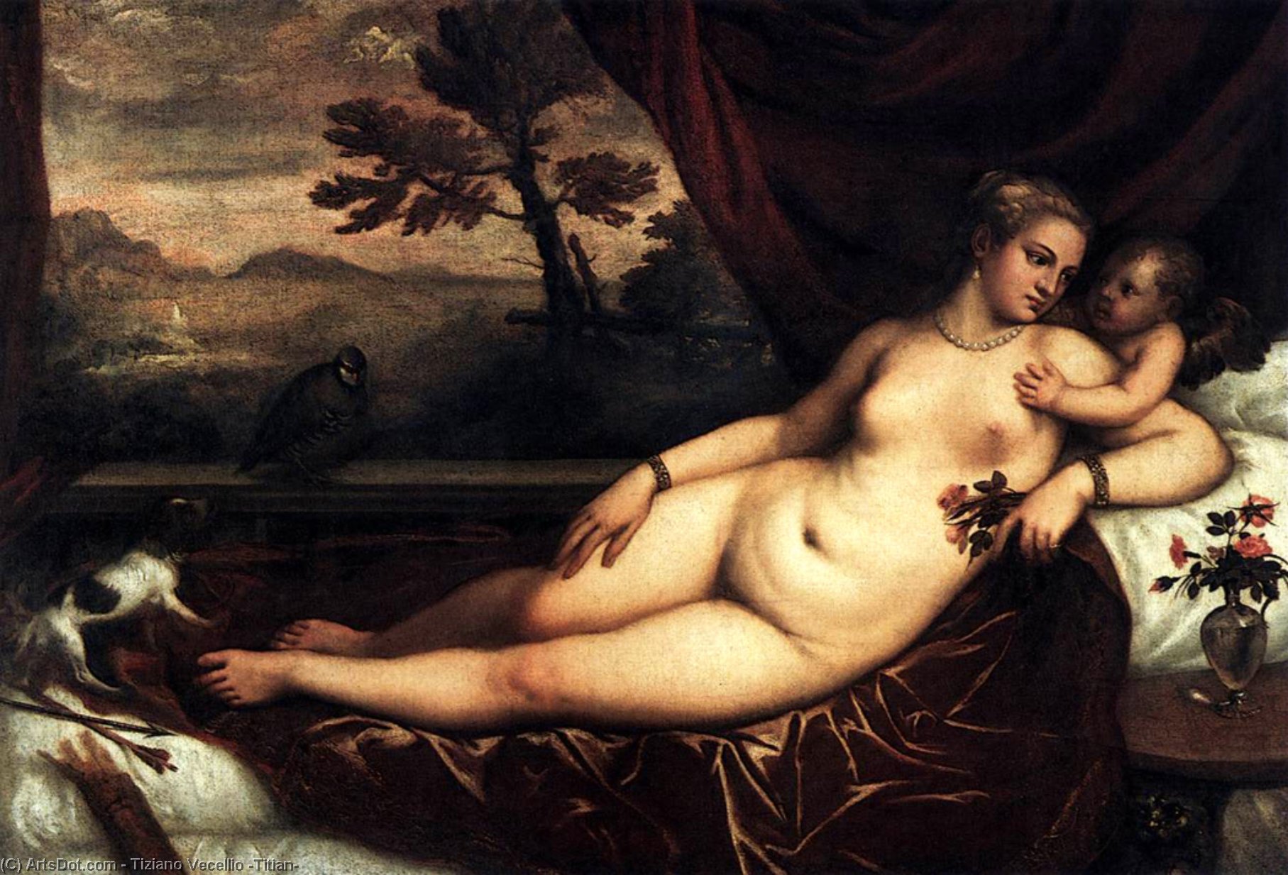 WikiOO.org – 美術百科全書 - 繪畫，作品 Tiziano Vecellio (Titian) - 金星和丘比特