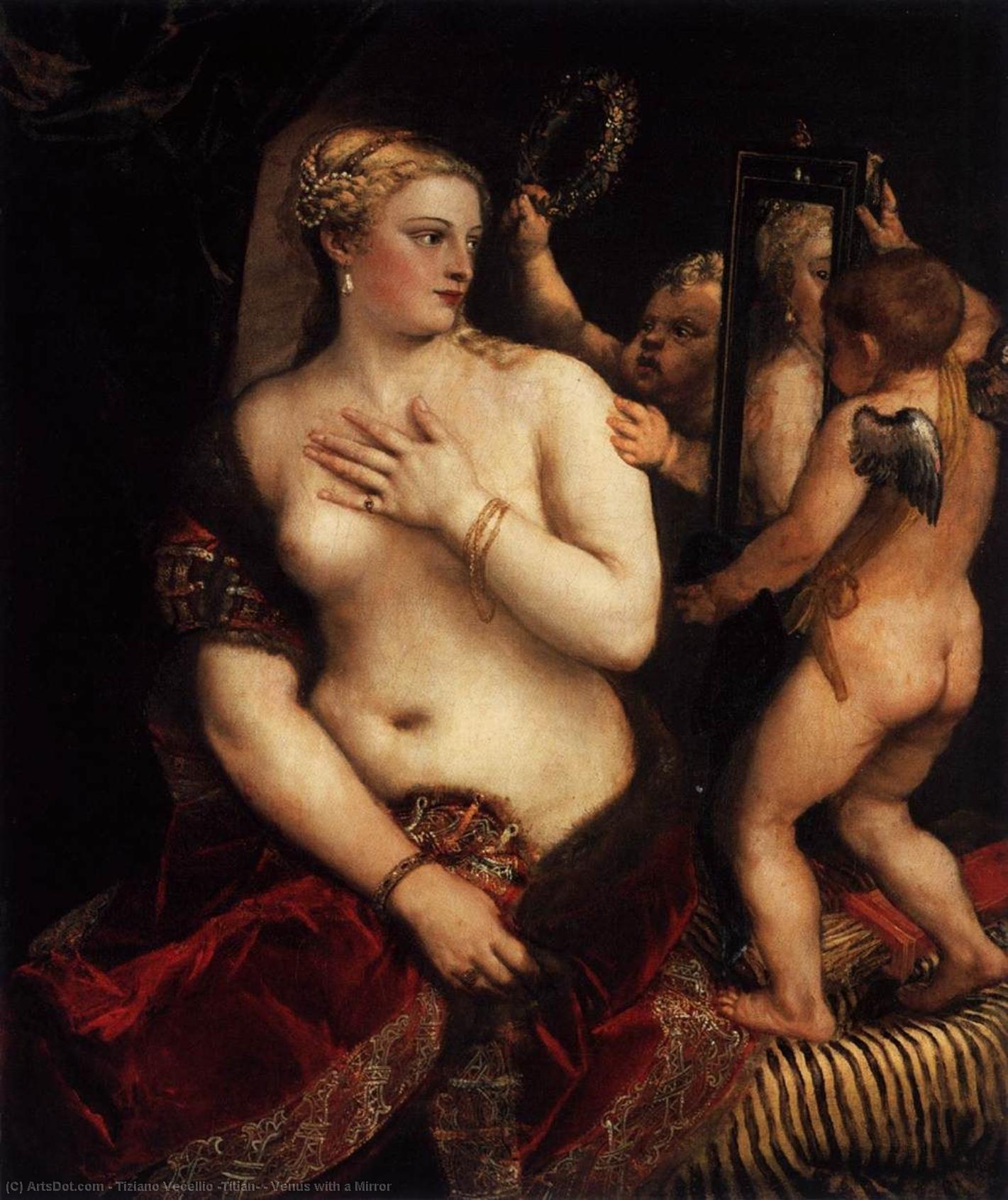 WikiOO.org - Энциклопедия изобразительного искусства - Живопись, Картины  Tiziano Vecellio (Titian) - венера с зеркалом
