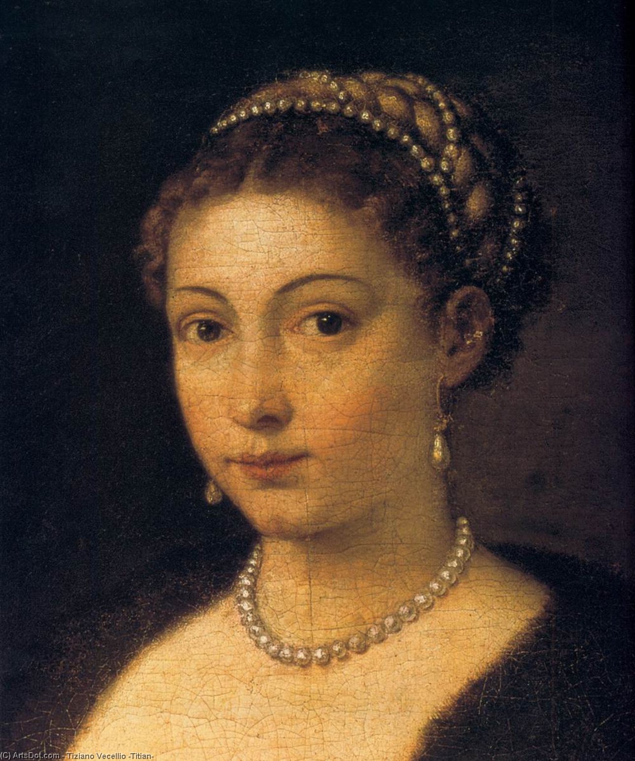 WikiOO.org - دایره المعارف هنرهای زیبا - نقاشی، آثار هنری Tiziano Vecellio (Titian) - Woman in a Fur Coat (detail)