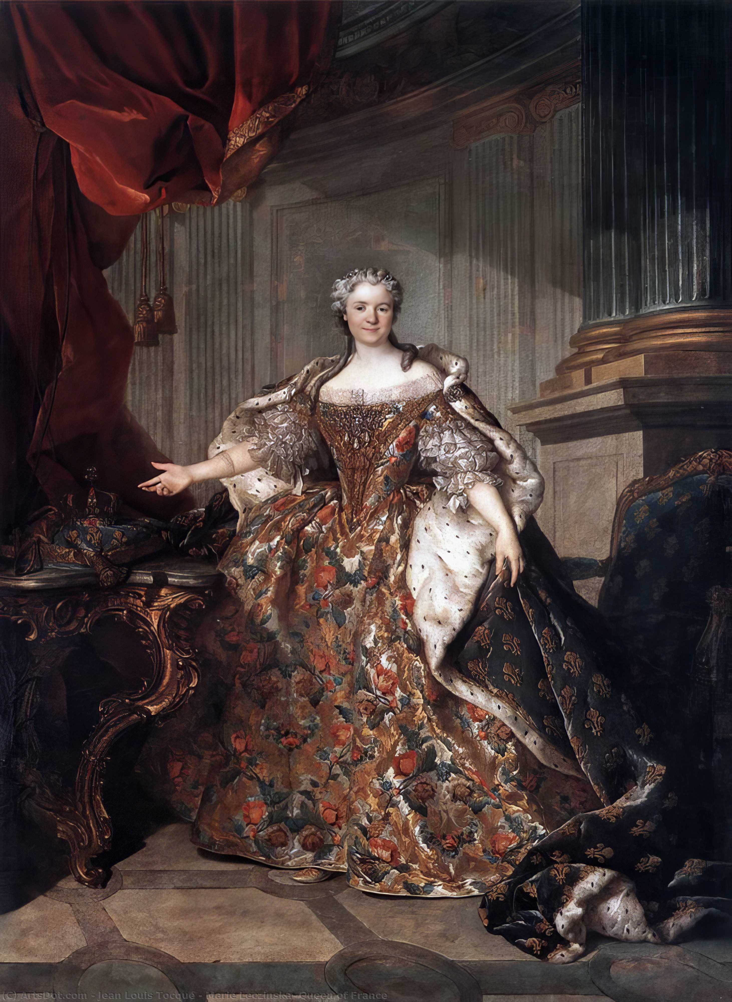 Wikioo.org - The Encyclopedia of Fine Arts - Painting, Artwork by Jean Louis Tocqué - Marie Leczinska, Queen of France