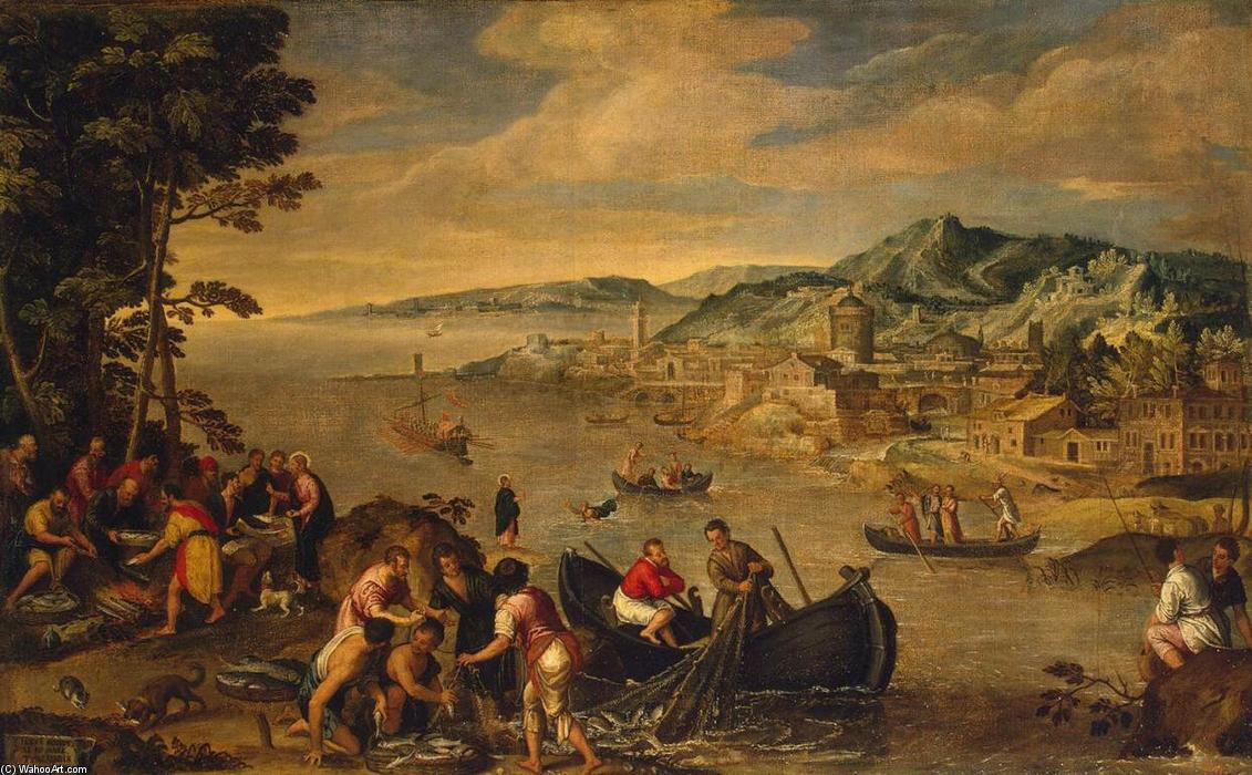 Wikioo.org - The Encyclopedia of Fine Arts - Painting, Artwork by Lodewijk Toeput (Il Pozzoserrato) - Miraculous Fishing