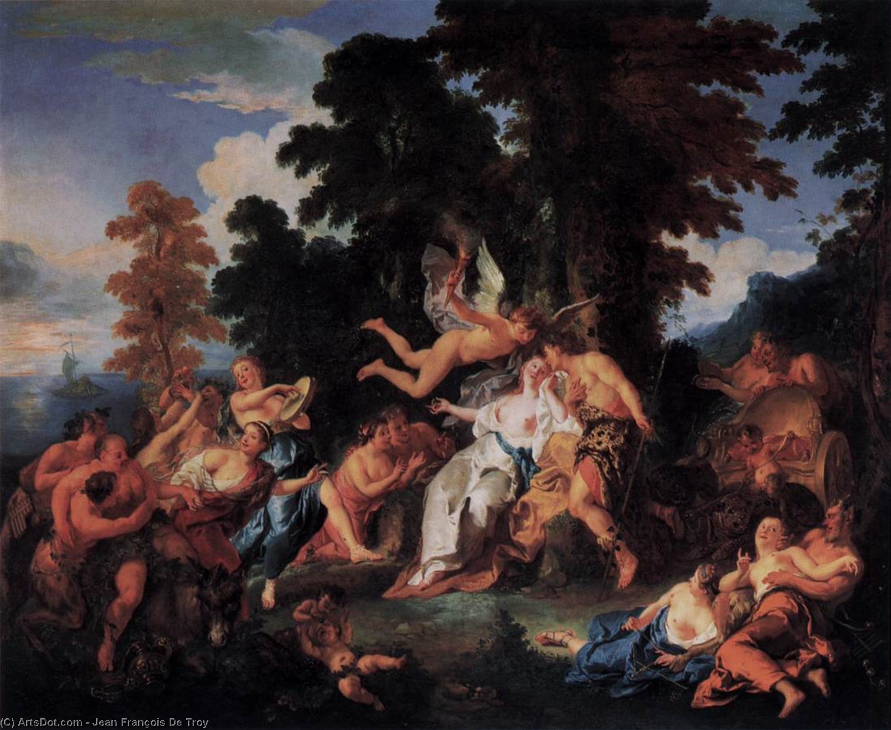 Wikioo.org - Bách khoa toàn thư về mỹ thuật - Vẽ tranh, Tác phẩm nghệ thuật Jean François De Troy - Bacchus and Ariadne