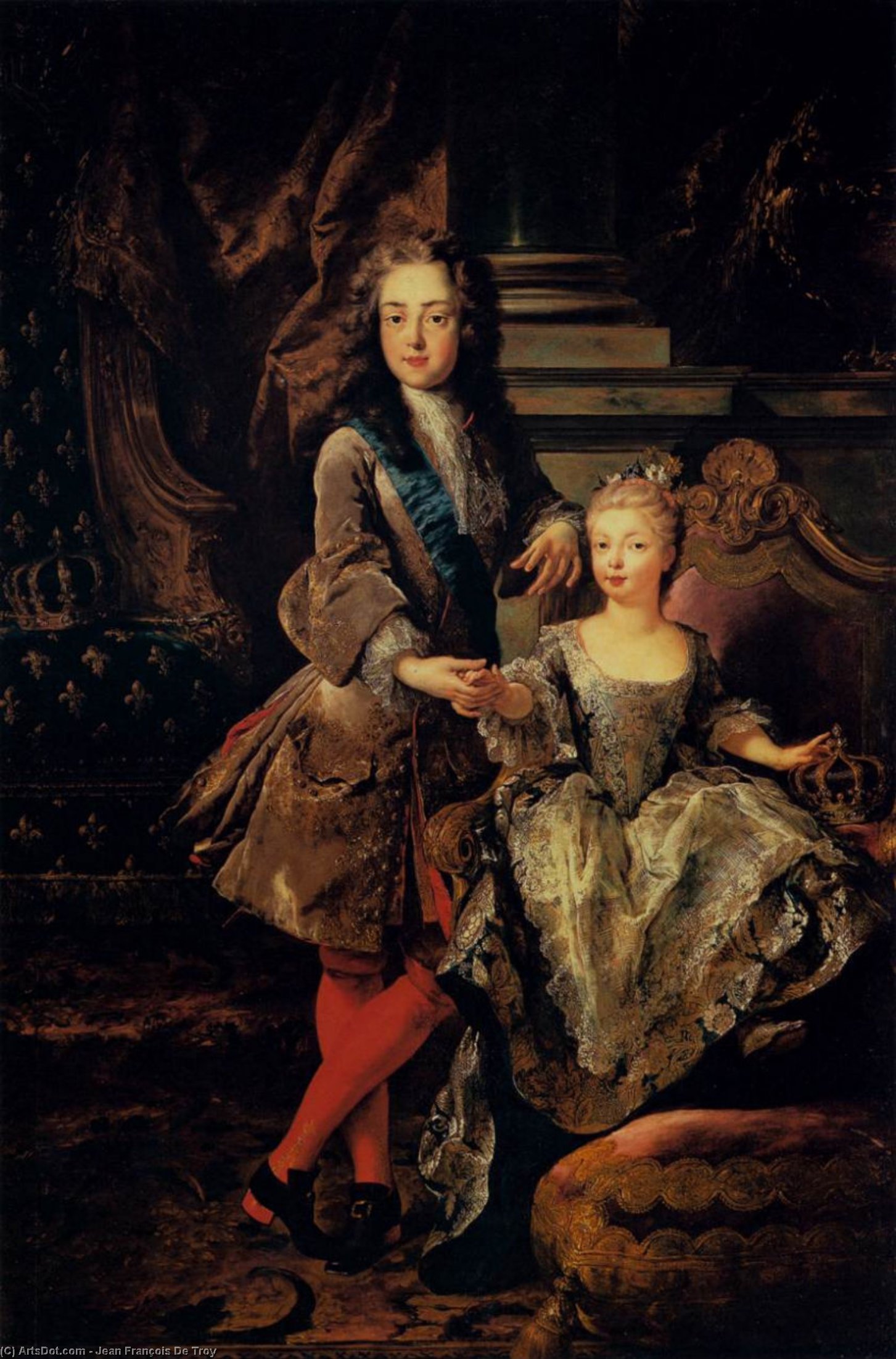 Wikioo.org - Bách khoa toàn thư về mỹ thuật - Vẽ tranh, Tác phẩm nghệ thuật Jean François De Troy - Portrait of Louis XV of France and Maria Anna Victoria of Spain