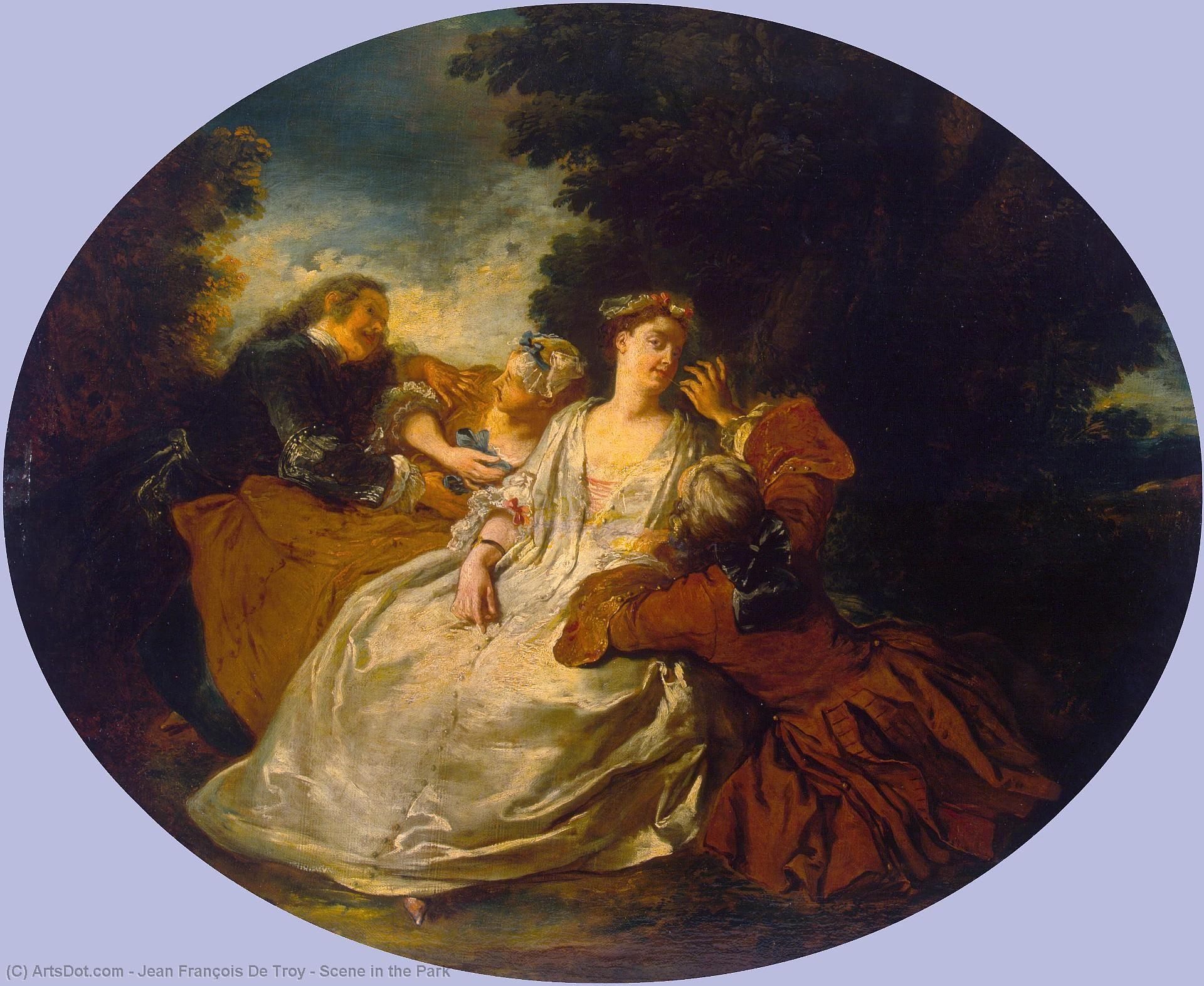 WikiOO.org - Encyclopedia of Fine Arts - Maleri, Artwork Jean François De Troy - Scene in the Park