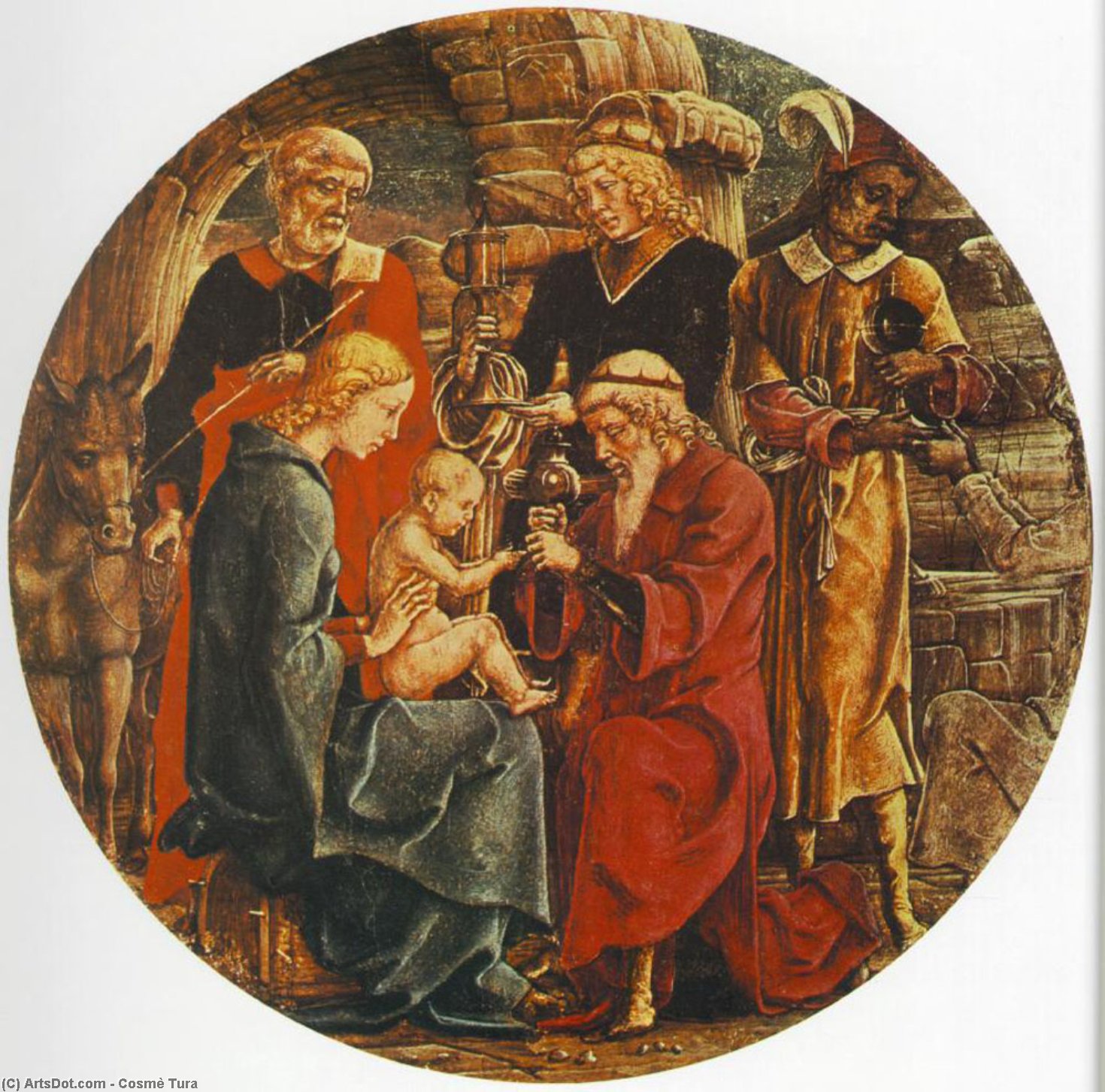 WikiOO.org - Encyclopedia of Fine Arts - Maalaus, taideteos Cosmè Tura - Adoration of the Magi (from the predella of the Roverella Polyptych)
