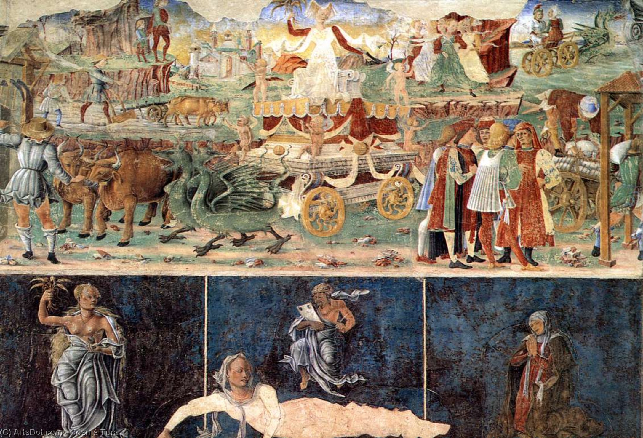 WikiOO.org - Enciclopedia of Fine Arts - Pictura, lucrări de artă Cosmè Tura - Allegory of August: Triumph of Ceres (detail)
