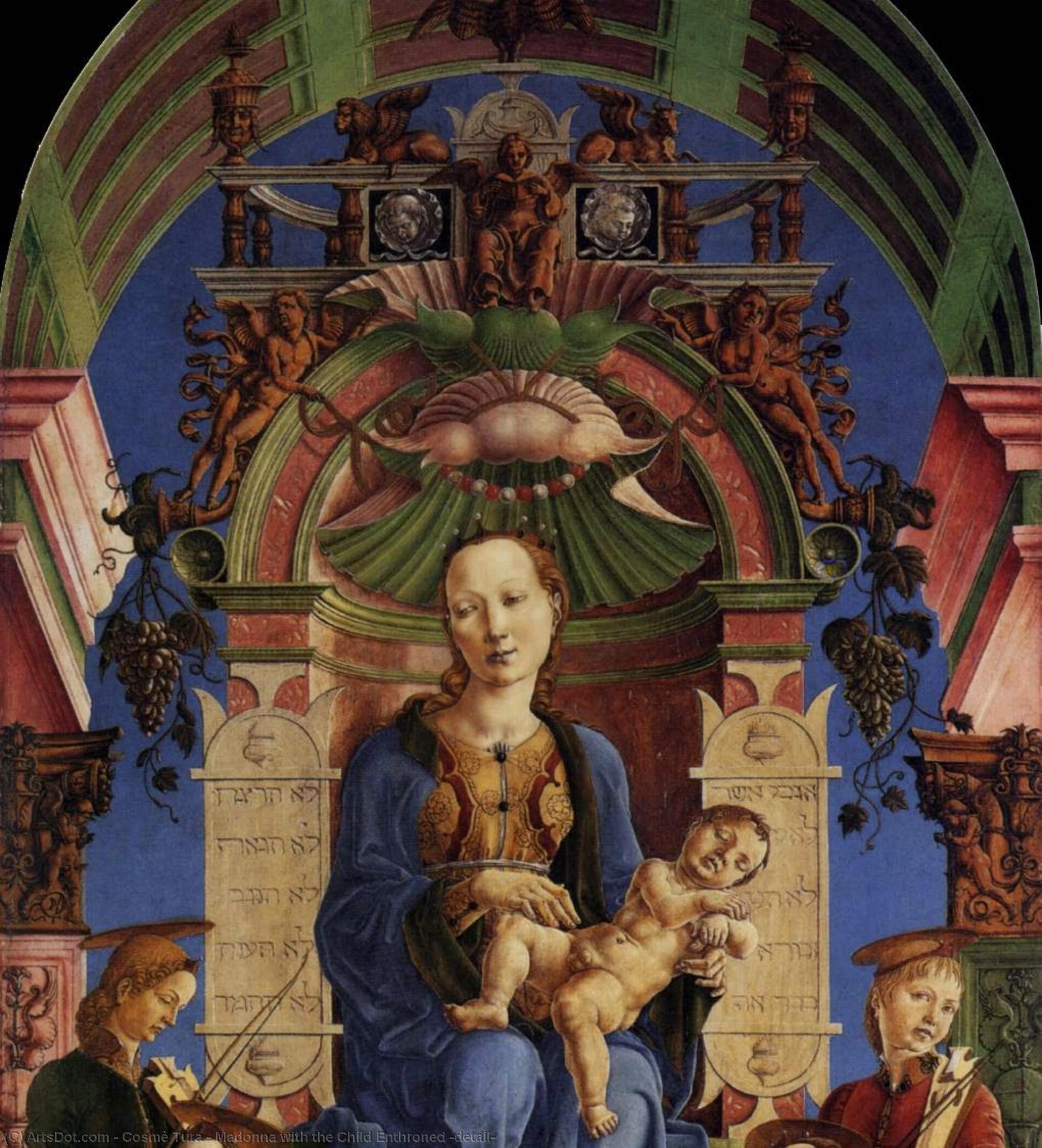 Wikioo.org - The Encyclopedia of Fine Arts - Painting, Artwork by Cosmè Tura - Madonna with the Child Enthroned (detail)