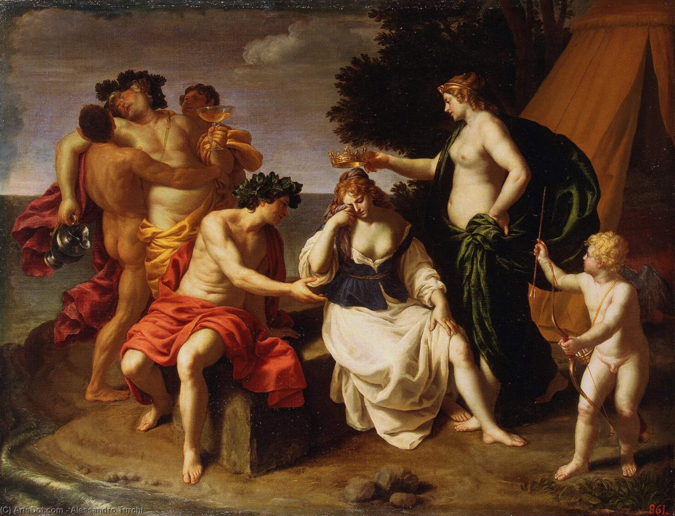 Wikioo.org - The Encyclopedia of Fine Arts - Painting, Artwork by Alessandro Turchi - Bacchus and Ariadne
