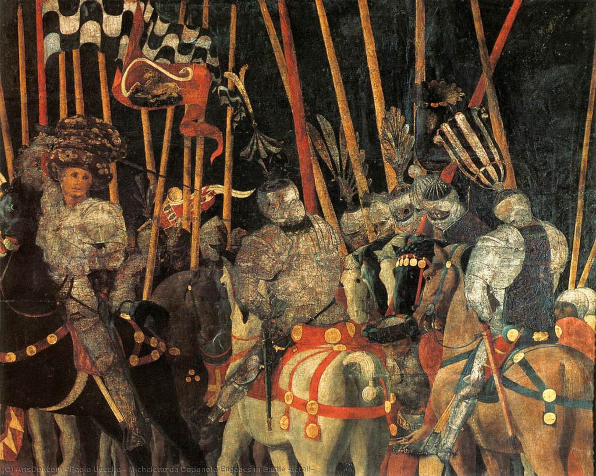 Wikioo.org – L'Enciclopedia delle Belle Arti - Pittura, Opere di Paolo Uccello - micheletto da cotignola Impegna in battaglia ( particolare )