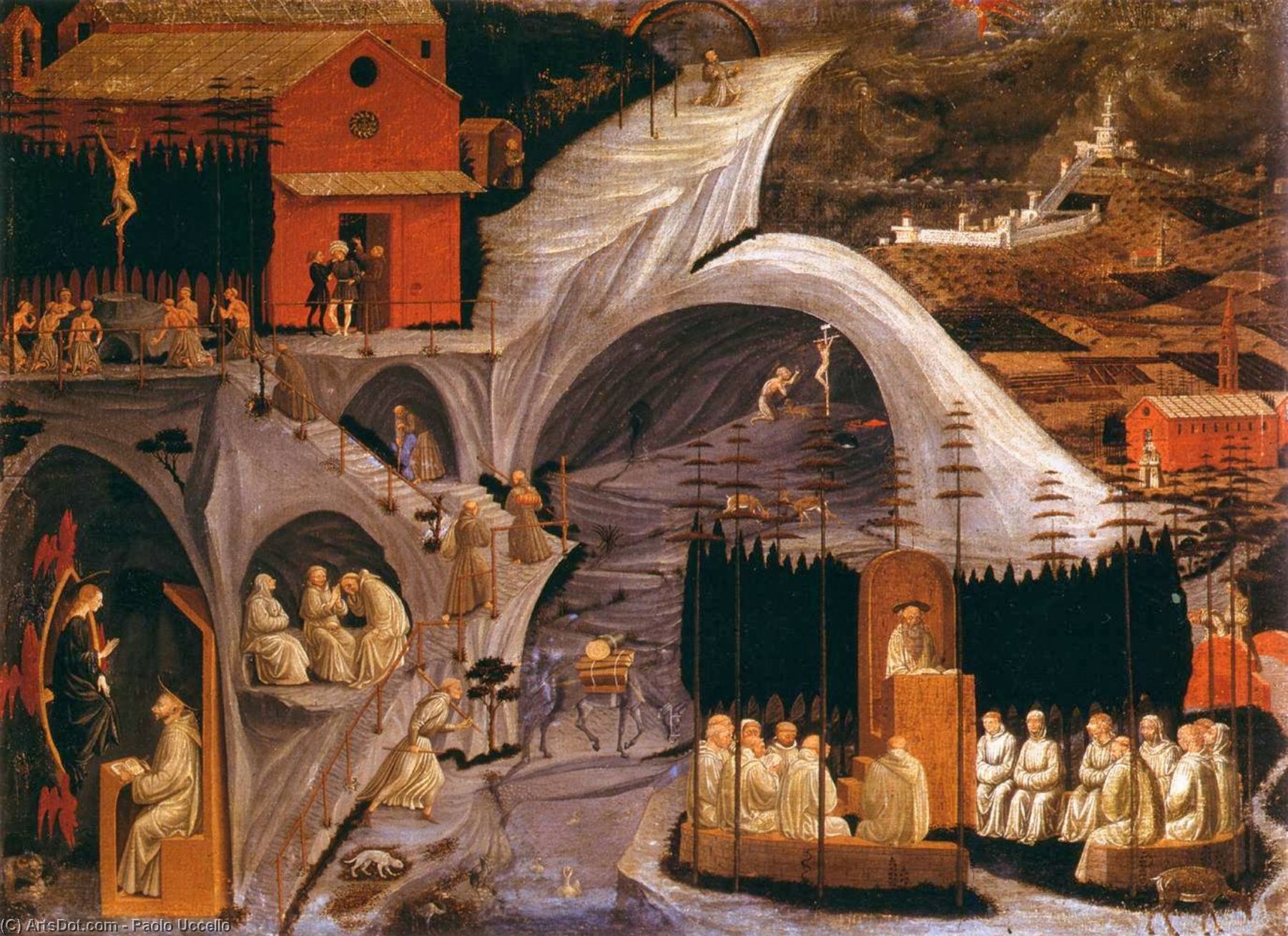 Wikioo.org - The Encyclopedia of Fine Arts - Painting, Artwork by Paolo Uccello - Scenes from the Life of the Holy Hermits