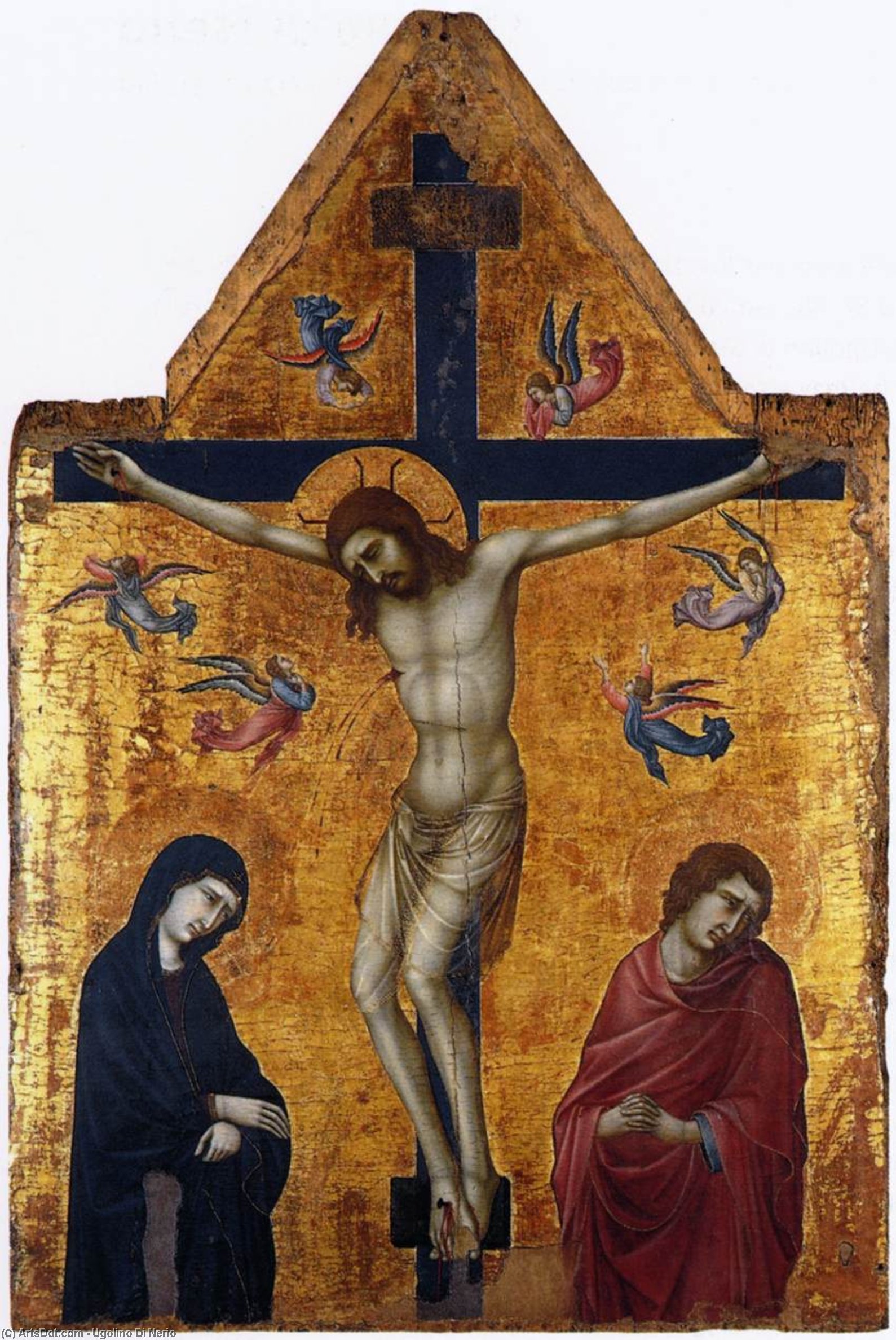 Wikioo.org - The Encyclopedia of Fine Arts - Painting, Artwork by Ugolino Di Nerio - Crucifixion with the Virgin and St John the Evangelist
