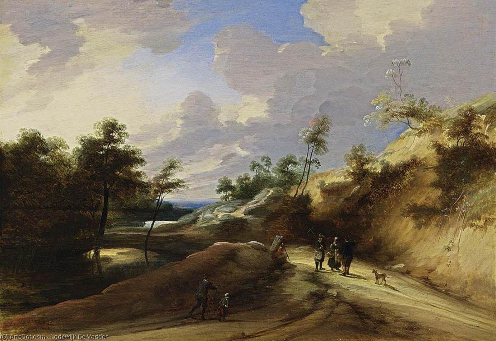 Wikioo.org - The Encyclopedia of Fine Arts - Painting, Artwork by Lodewijk De Vadder - A Wooded Dune Landscape