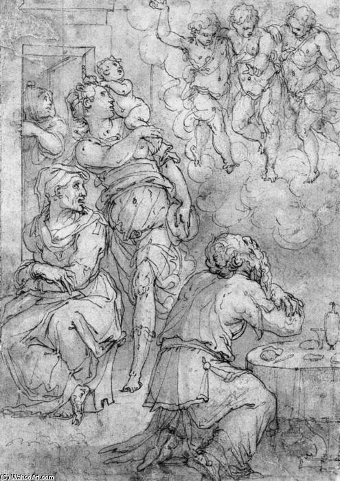 WikiOO.org - Encyclopedia of Fine Arts - Lukisan, Artwork Giorgio Vasari - Abraham and the Three Angels