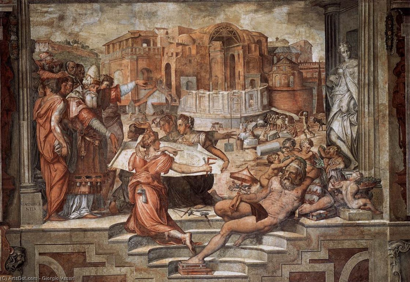 WikiOO.org - Εγκυκλοπαίδεια Καλών Τεχνών - Ζωγραφική, έργα τέχνης Giorgio Vasari - Paul III Farnese Directing the Continuance of St Peter's