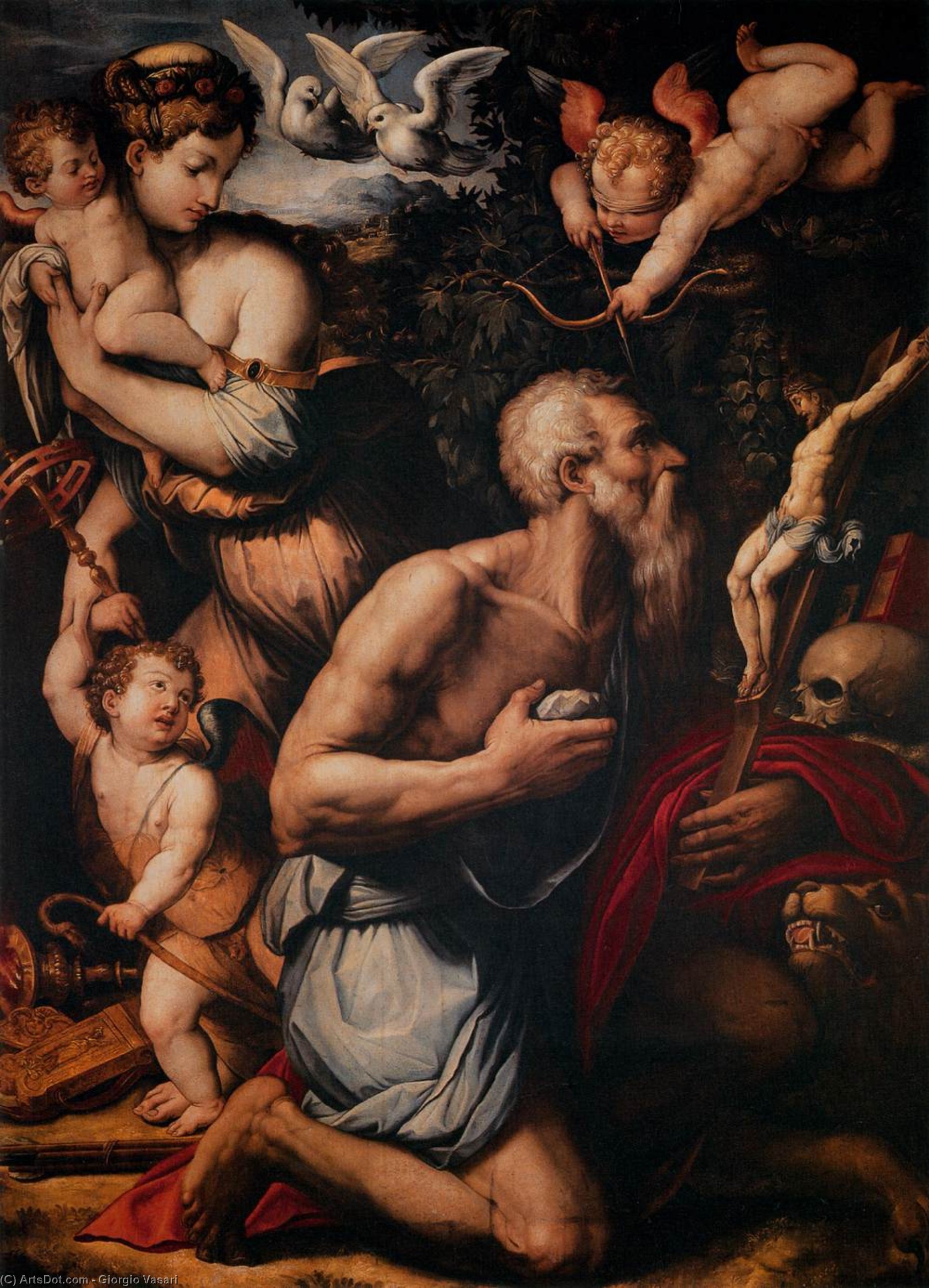 Wikioo.org - Bách khoa toàn thư về mỹ thuật - Vẽ tranh, Tác phẩm nghệ thuật Giorgio Vasari - Temptations of St Jerome
