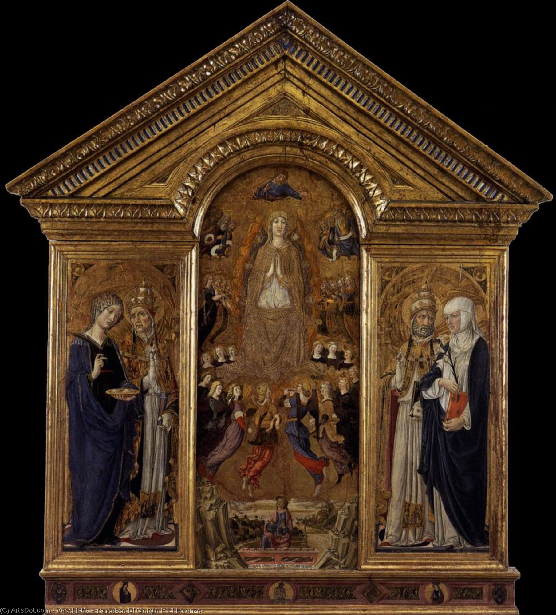 Wikioo.org - The Encyclopedia of Fine Arts - Painting, Artwork by Vecchietta (Francesco Di Giorgio E Di Lorenzo) - The Virgin of the Assumption with Saints