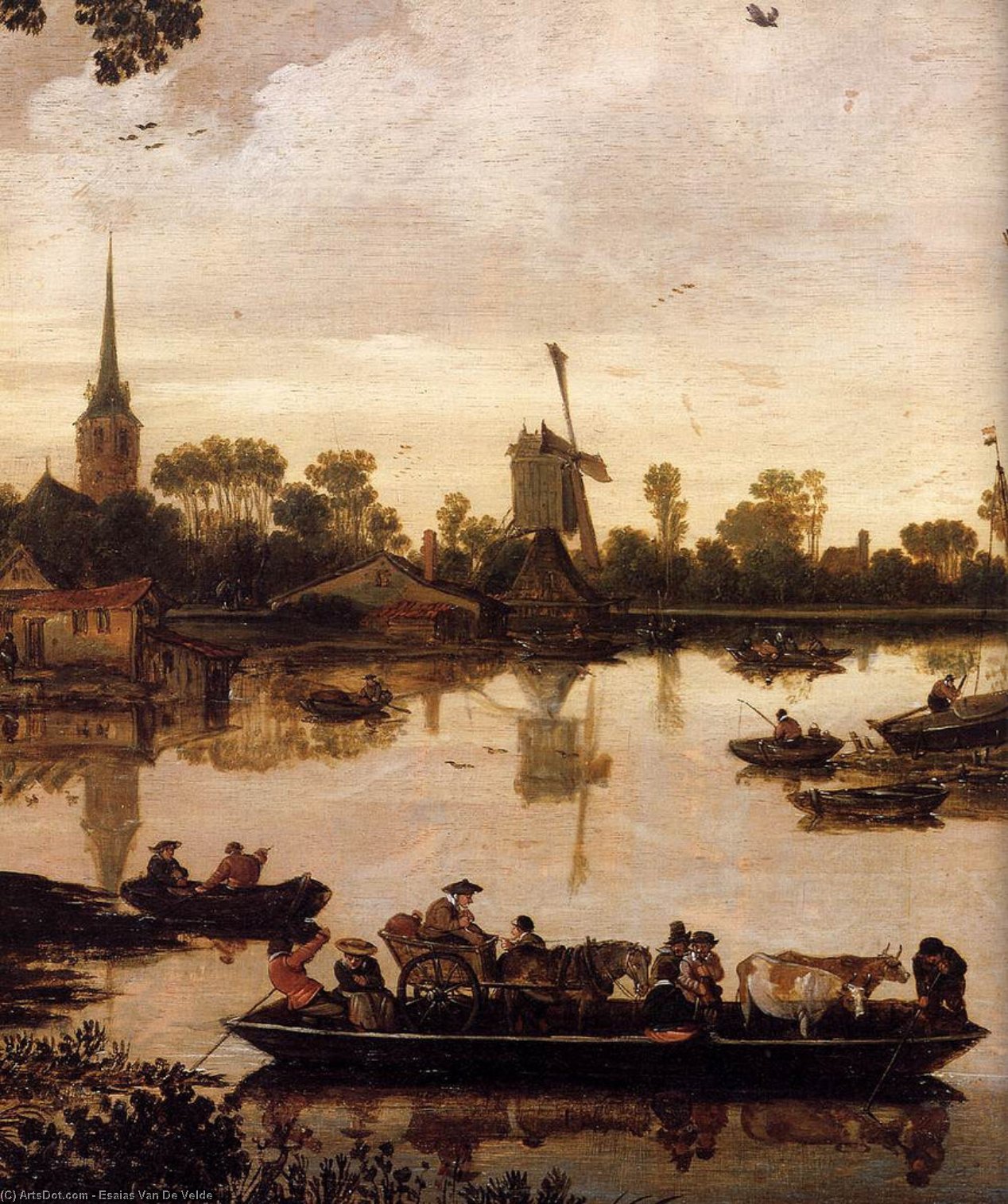 Wikioo.org - สารานุกรมวิจิตรศิลป์ - จิตรกรรม Esaias Van De Velde - Ferry Boat (detail)