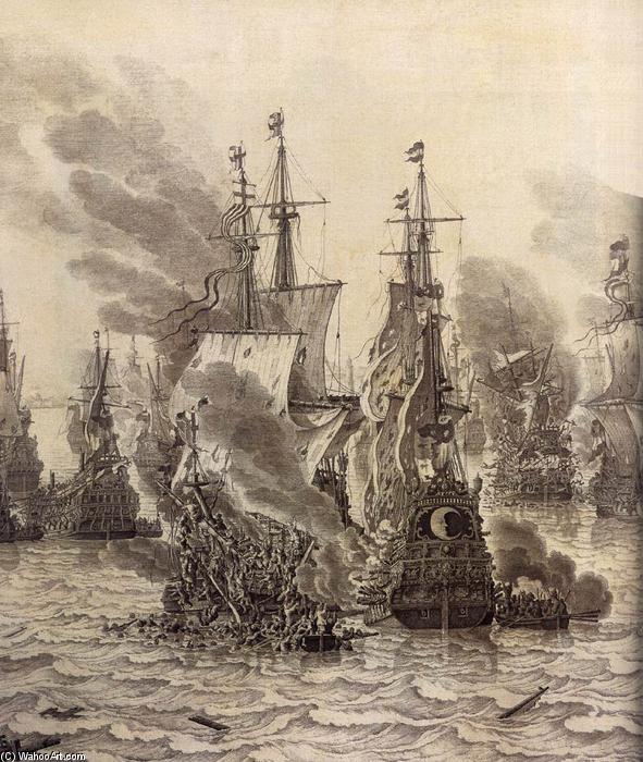 WikiOO.org - Enciklopedija likovnih umjetnosti - Slikarstvo, umjetnička djela Willem Van De Velde The Elder - The Battle of Livorno (detail)
