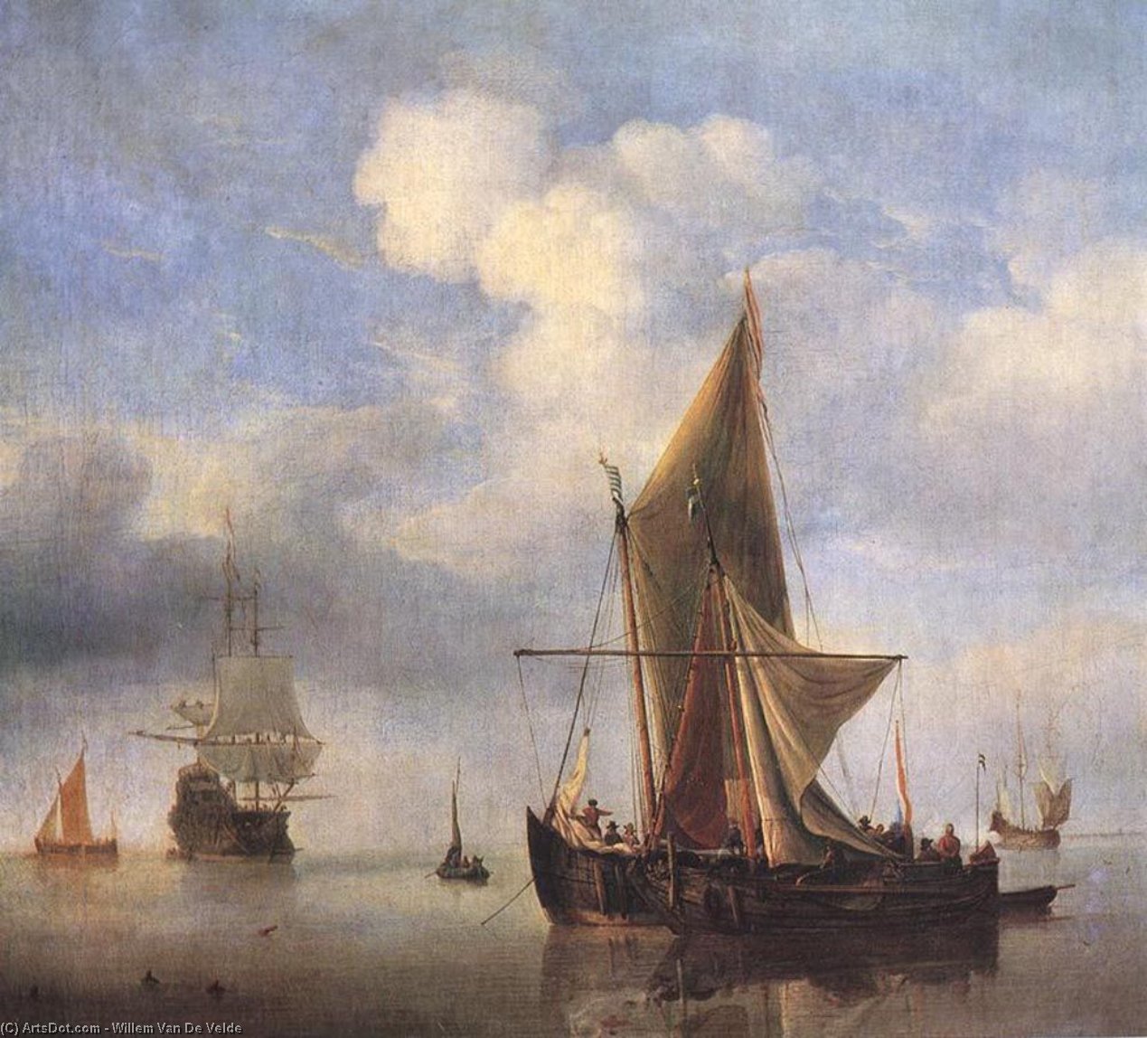 Wikioo.org - The Encyclopedia of Fine Arts - Painting, Artwork by Willem Van De Velde The Elder - Calm Sea