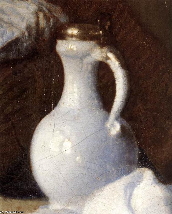 Wikioo.org – La Enciclopedia de las Bellas Artes - Pintura, Obras de arte de Jan Vermeer - una dama y dos caballeros Detalle
