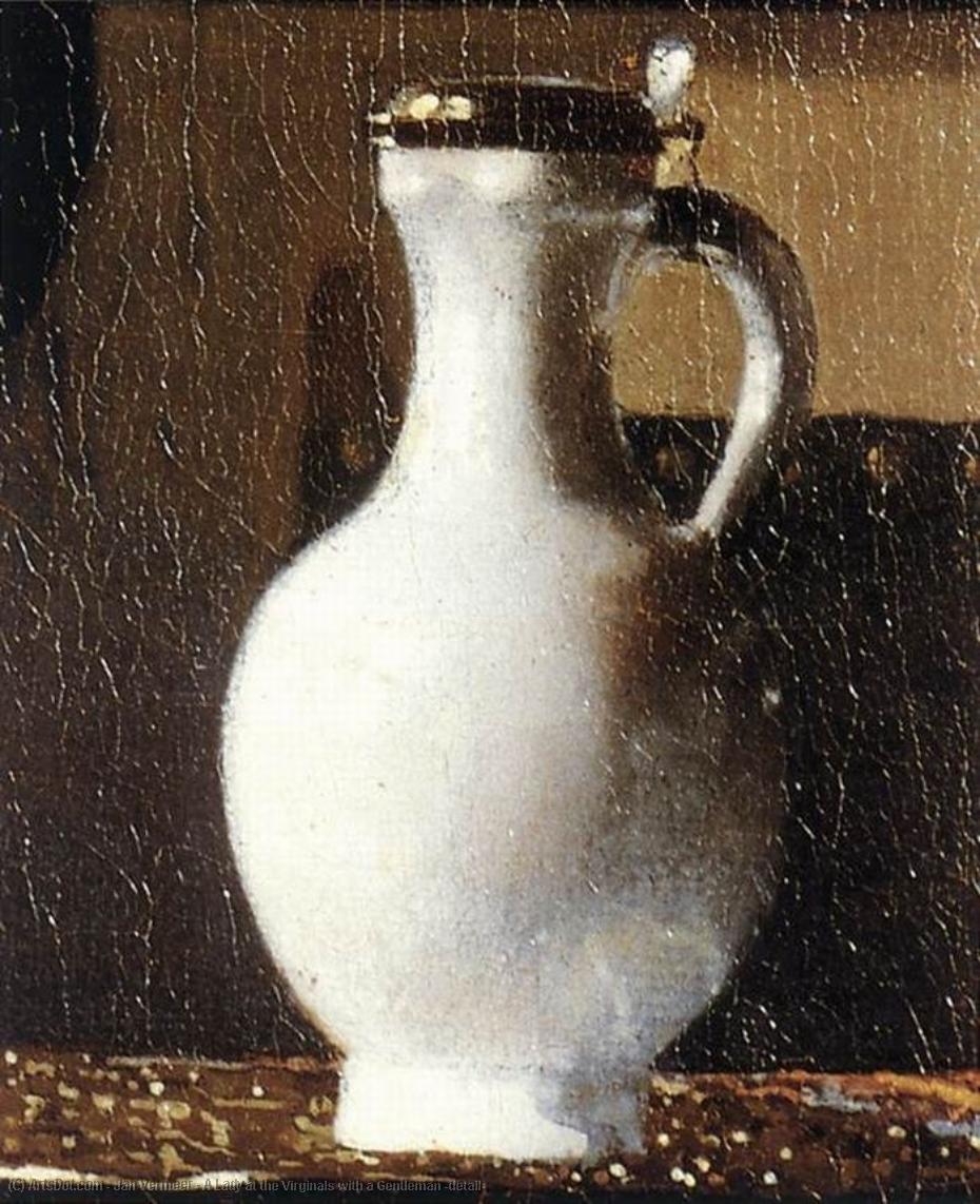 Wikioo.org – L'Enciclopedia delle Belle Arti - Pittura, Opere di Jan Vermeer - una signora al Virginali con una Gentiluomo ( particolare )