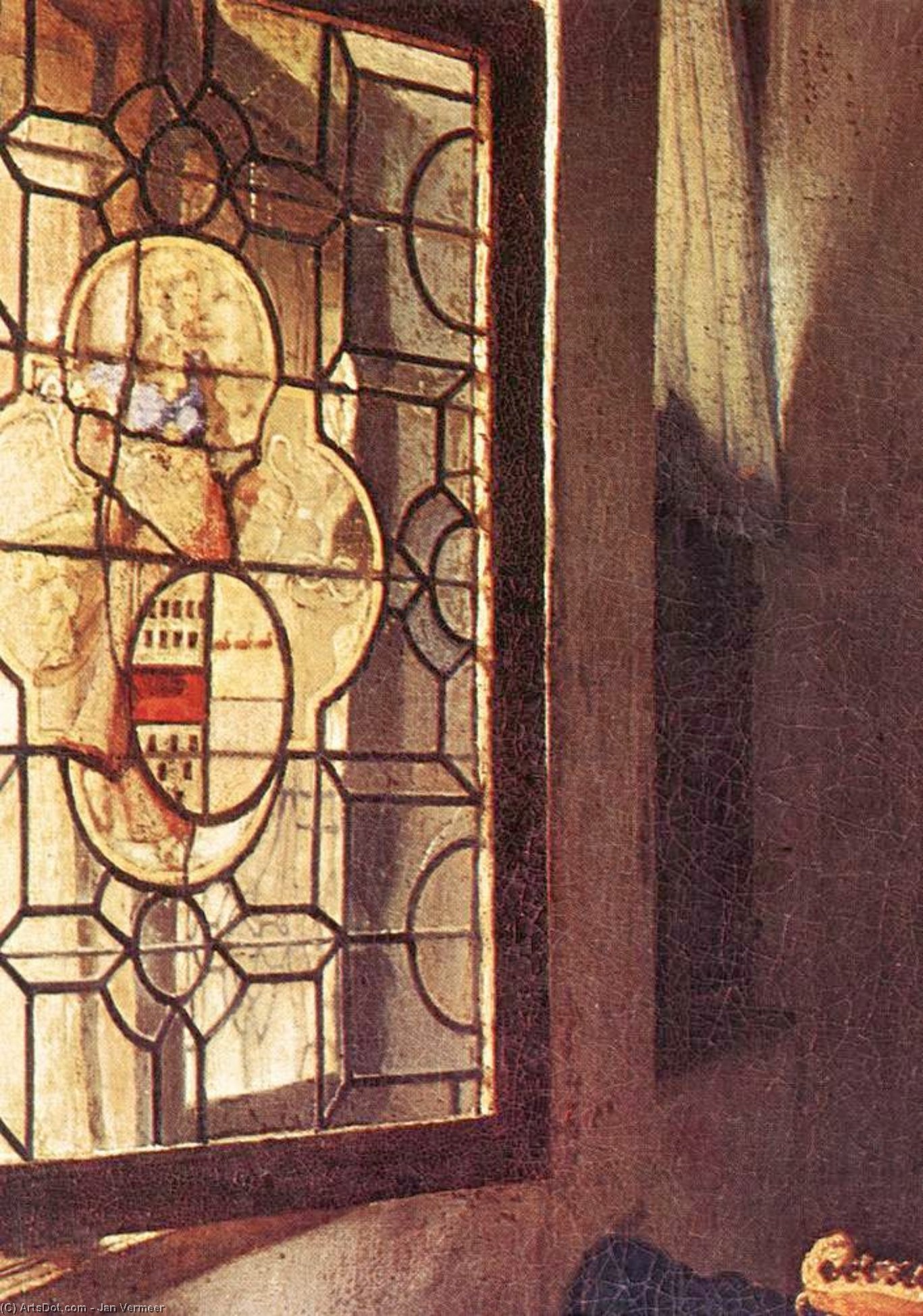 Wikioo.org – L'Enciclopedia delle Belle Arti - Pittura, Opere di Jan Vermeer - una signora bere  e le  Un  gentiluomo  particolare