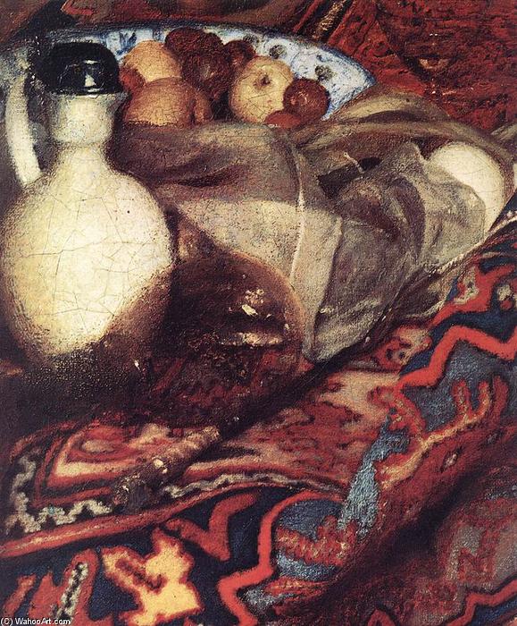 WikiOO.org - Encyclopedia of Fine Arts - Maleri, Artwork Jan Vermeer - A Woman Asleep at Table (detail)
