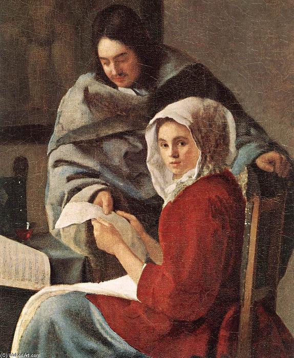 Wikioo.org - Die Enzyklopädie bildender Kunst - Malerei, Kunstwerk von Jan Vermeer - Mädchen unterbrach  bei  ihr  Musik  Ausschnitt