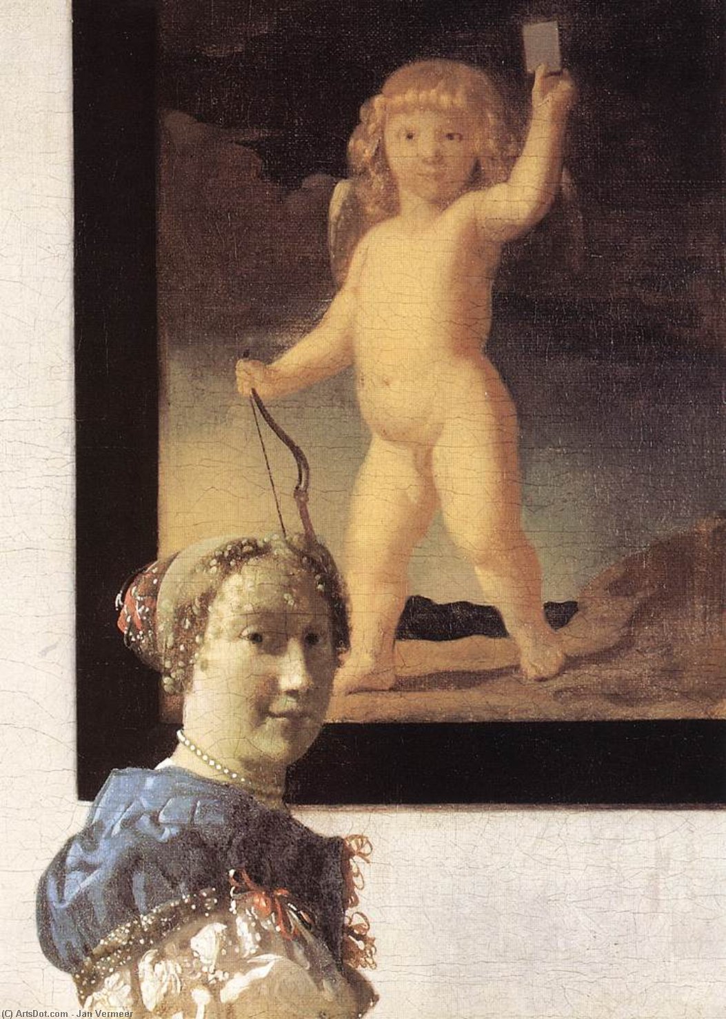WikiOO.org - Encyclopedia of Fine Arts - Schilderen, Artwork Jan Vermeer - Lady Standing at a Virginal (detail)