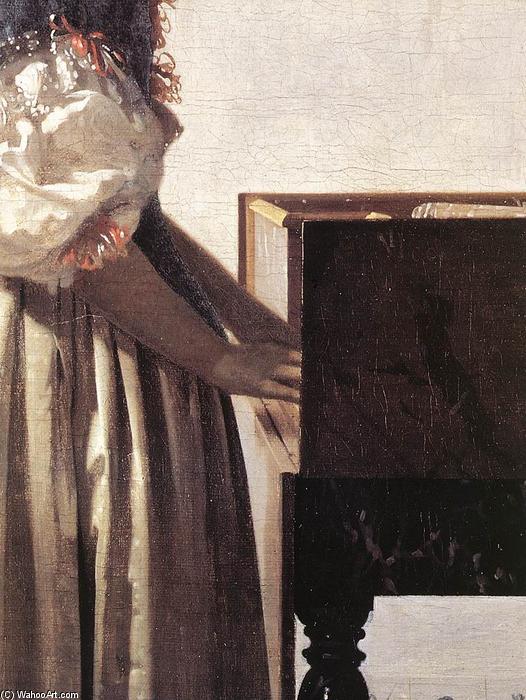 Wikioo.org - The Encyclopedia of Fine Arts - Painting, Artwork by Jan Vermeer - Lady Standing at a Virginal (detail)