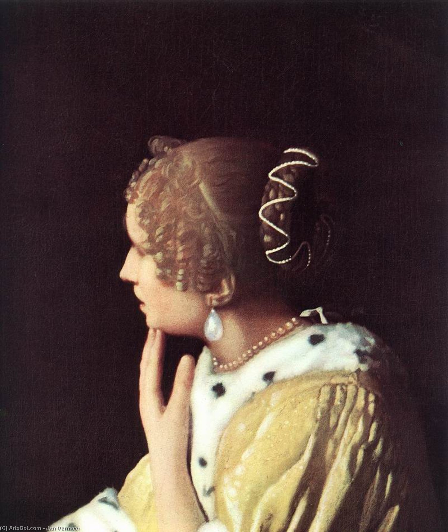 Wikoo.org - موسوعة الفنون الجميلة - اللوحة، العمل الفني Jan Vermeer - Lady with Her Maidservant Holding a Letter (detail)