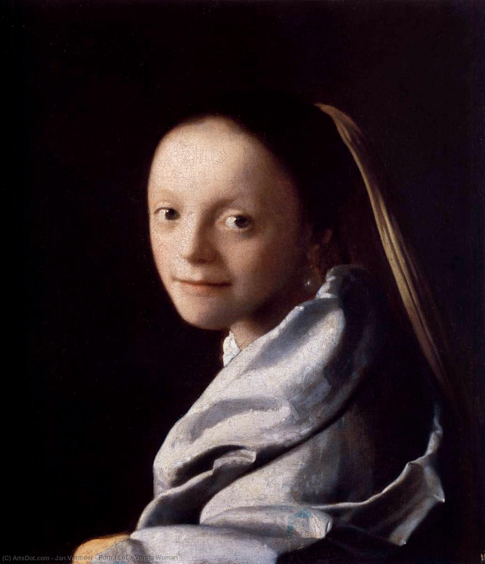 Wikioo.org - The Encyclopedia of Fine Arts - Painting, Artwork by Jan Vermeer - Portrait of a Young Woman