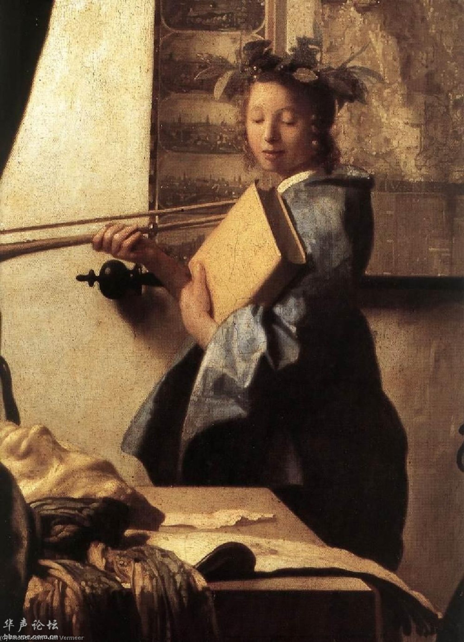 WikiOO.org - Encyclopedia of Fine Arts - Maleri, Artwork Jan Vermeer - The Art of Painting (detail)