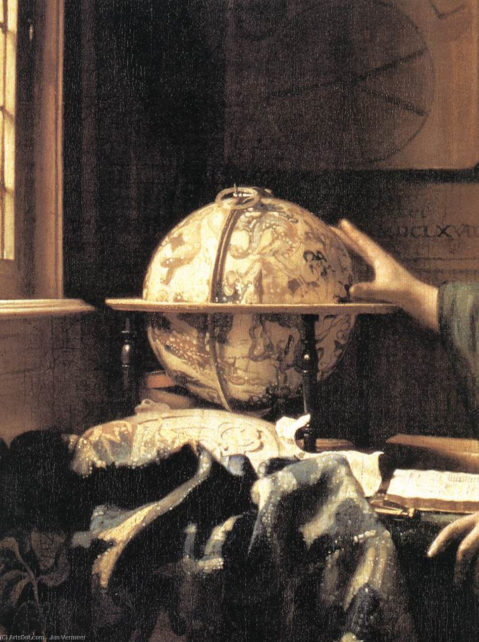 Wikioo.org - The Encyclopedia of Fine Arts - Painting, Artwork by Jan Vermeer - The Astronomer (detail)