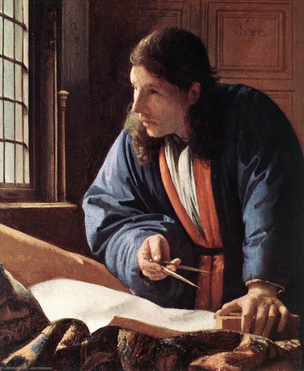 Wikioo.org - The Encyclopedia of Fine Arts - Painting, Artwork by Jan Vermeer - The Geographer (detail)