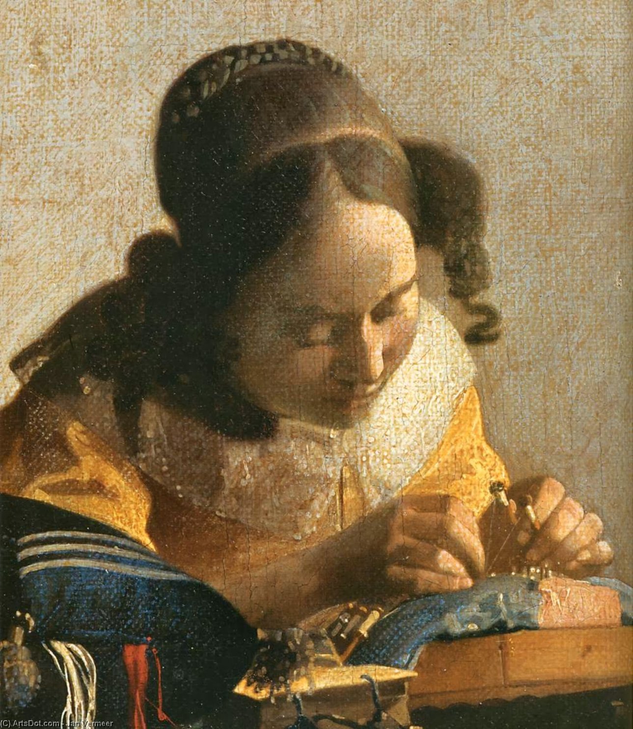 Wikioo.org - สารานุกรมวิจิตรศิลป์ - จิตรกรรม Jan Vermeer - The Lacemaker (detail)
