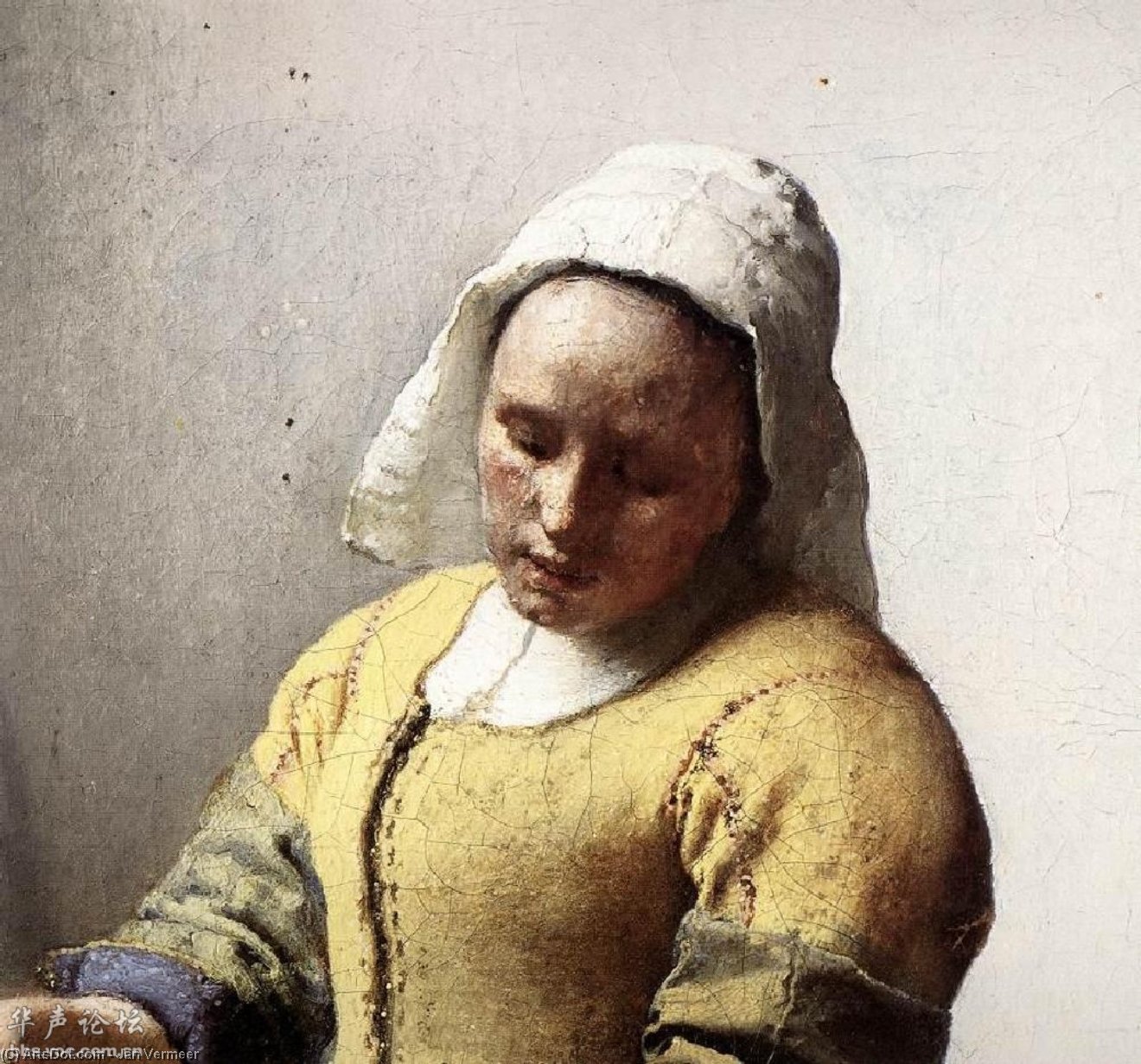 Wikioo.org – La Enciclopedia de las Bellas Artes - Pintura, Obras de arte de Jan Vermeer - La lechera Detalle